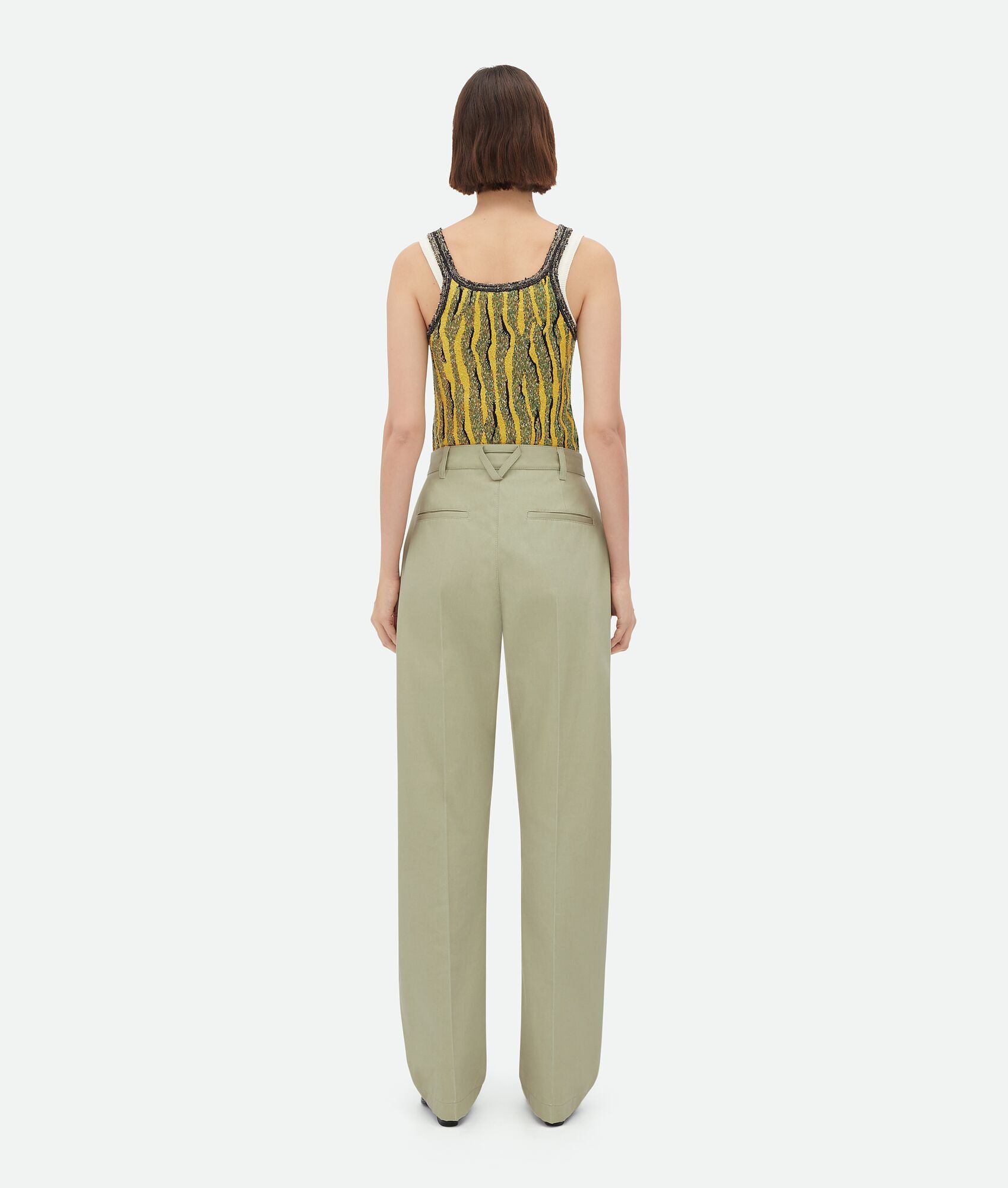 Bottega Veneta o1n1vont1224 Straight Leg Cotton Twill Trouser Pant Green Size 26" / US 2 / IT 38 - 3 Thumbnail