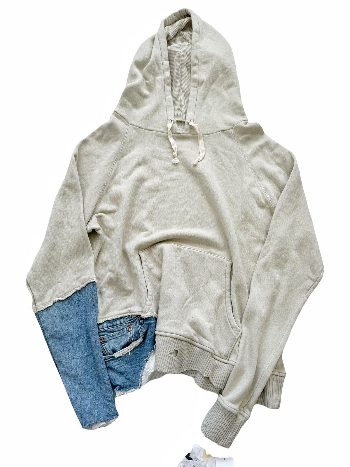 image of Greg Lauren Sz4 Mint Fragment Hybrid Patchwork Hoodie, Men's (Size XL)