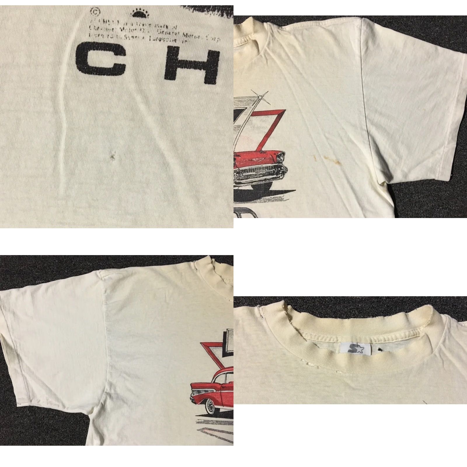 Thrasher VINTAGE 90s Chevrolet 57 Chevy Thrashed Faded Distressed Shirt XL Car Racing Grunge 80s USA Men Short Sleeve White Single Stitch T-Shirt XL Car Size US XL / EU 56 / 4 - 8 Thumbnail