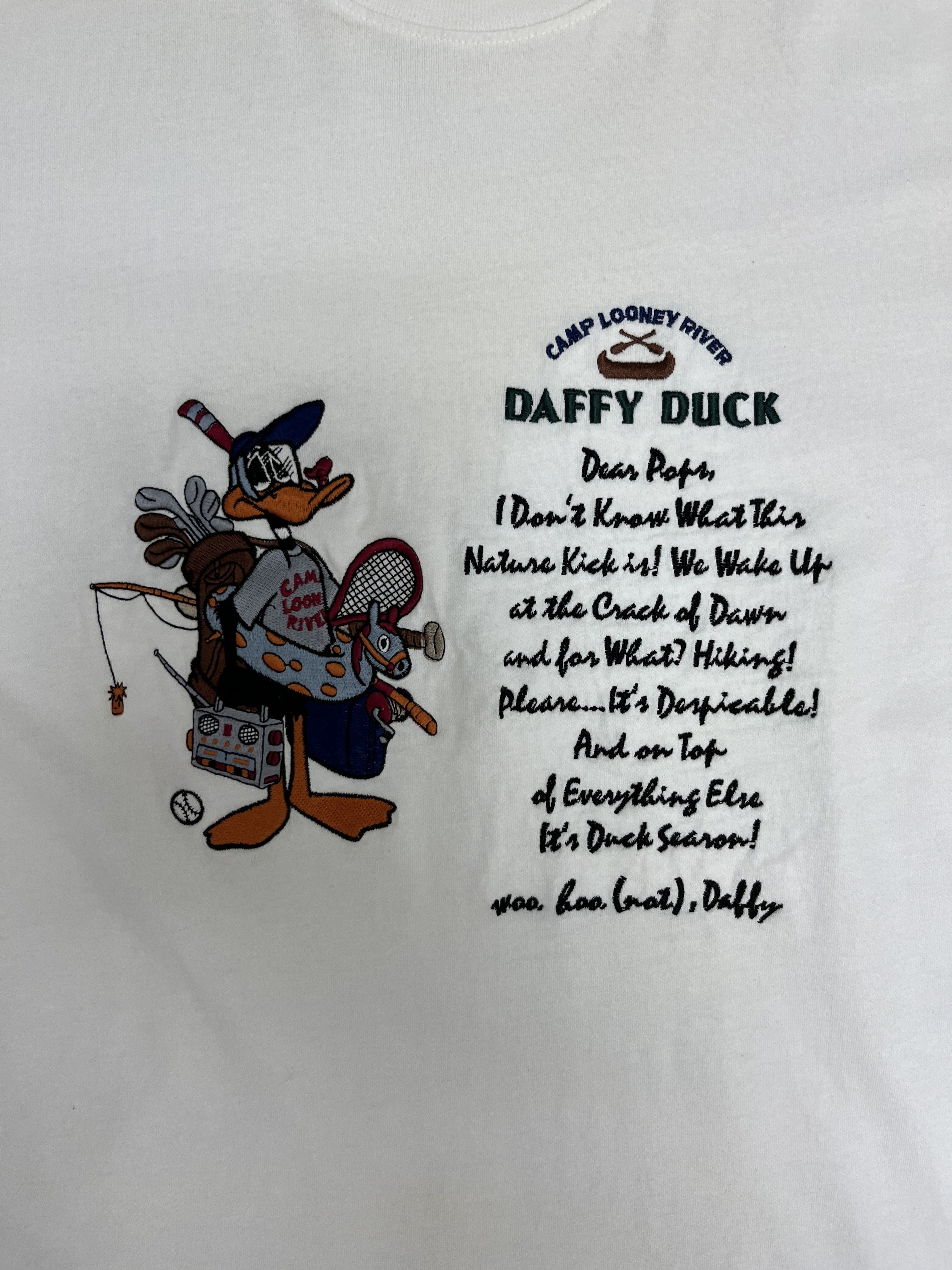 Vintage Daffy Duck Camp Looney River Vintage White T-Shirt Tee Size US L / EU 52-54 / 3 - 2 Thumbnail
