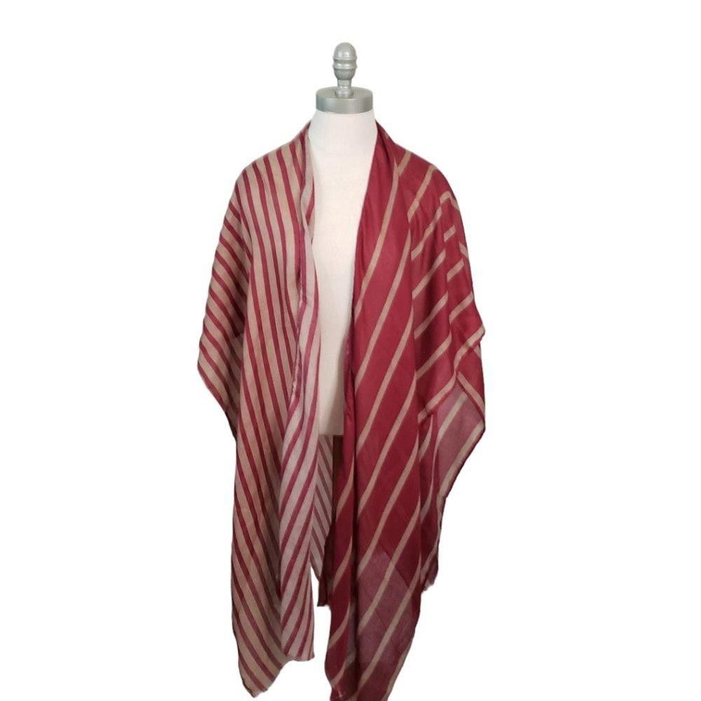 Designer CT845 Red & Tan Striped Shoulder Wrap Size ONE SIZE - 1 Thumbnail
