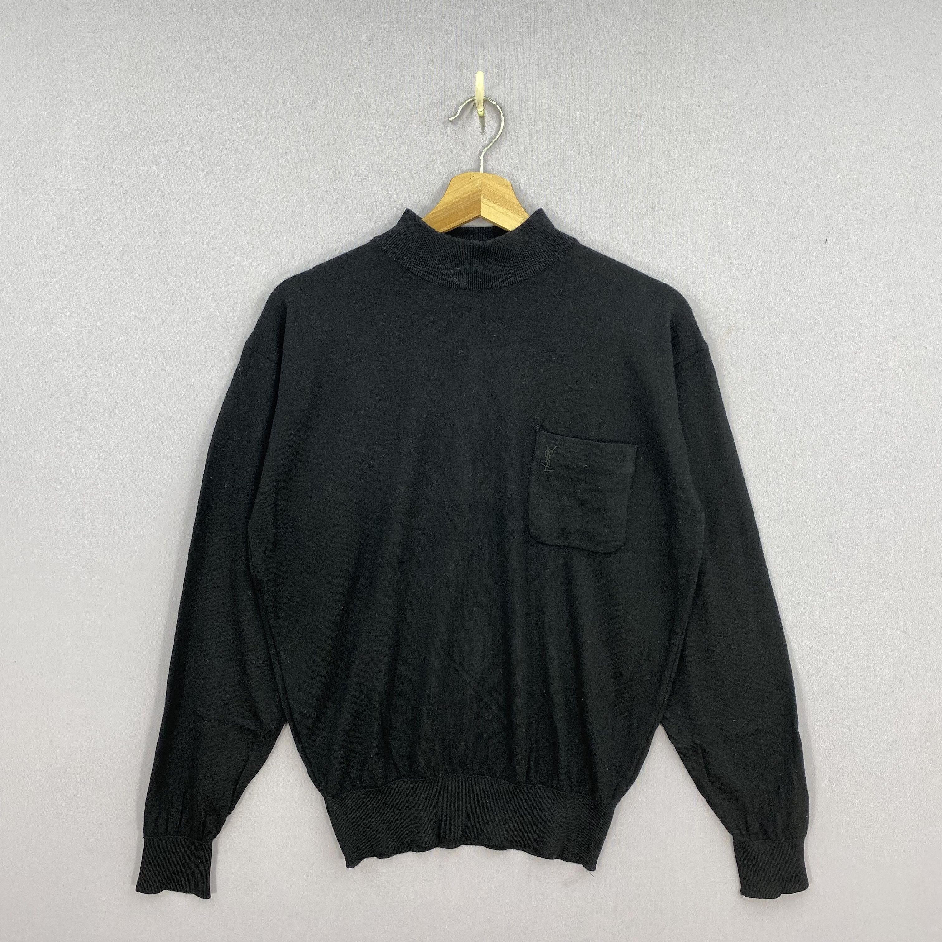 Japanese Brand Vintage Yves Saint Laurent Mock Neck Sweater YSL Knit Wool Size US M / EU 48-50 / 2 - 1 Thumbnail