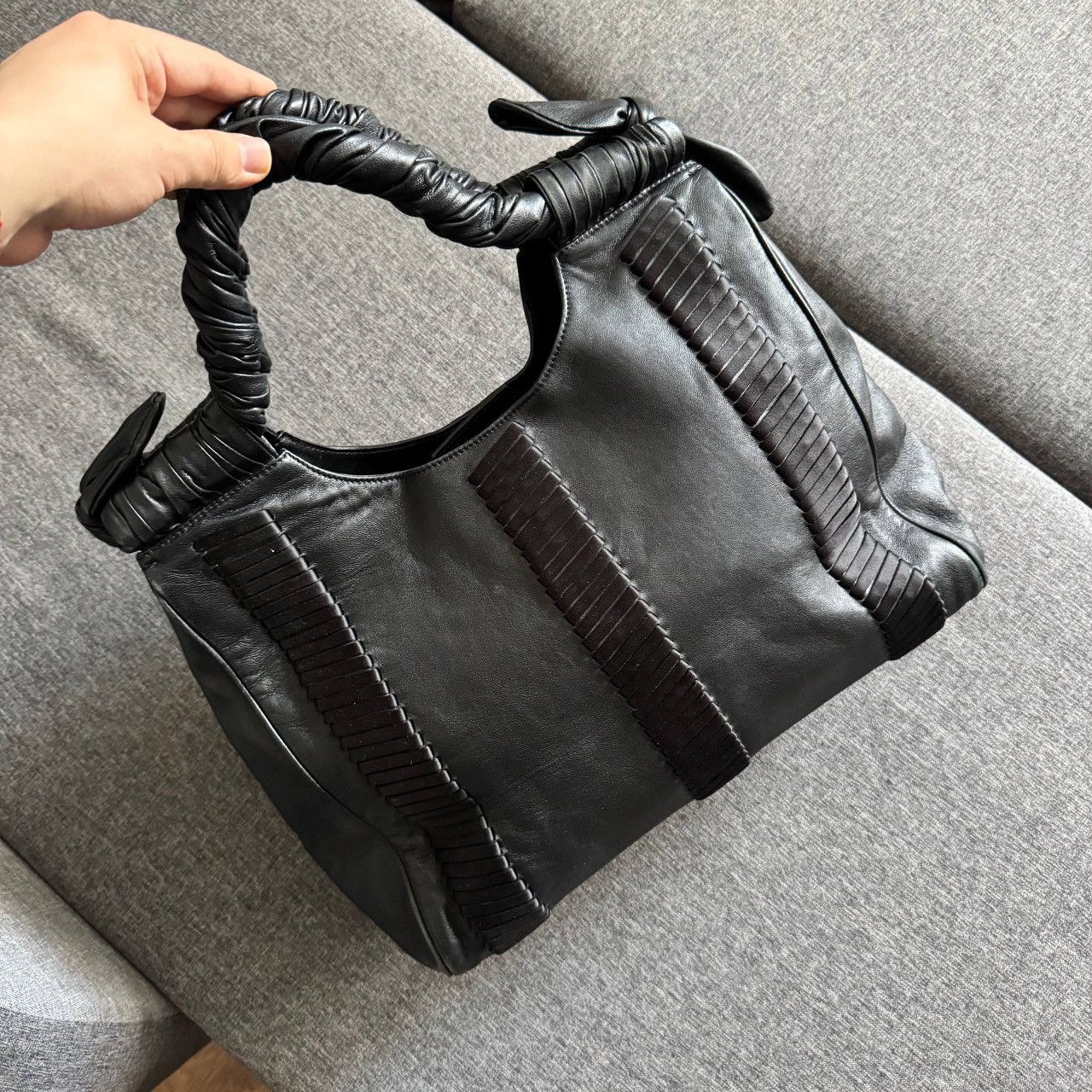 Giorgio Armani Giorgio Armani Black Oversized Leather Daily Bag Size ONE SIZE - 2 Thumbnail