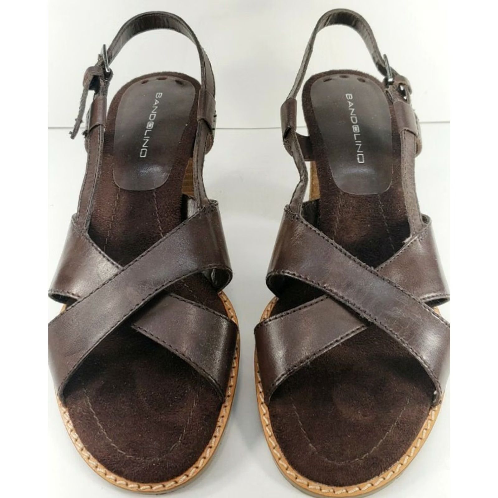 Vintage Bandino Naddia Women's Heeled Sandals Slingback Leather Brown Size 9M Shoes Size US 9 / IT 39 - 3 Thumbnail