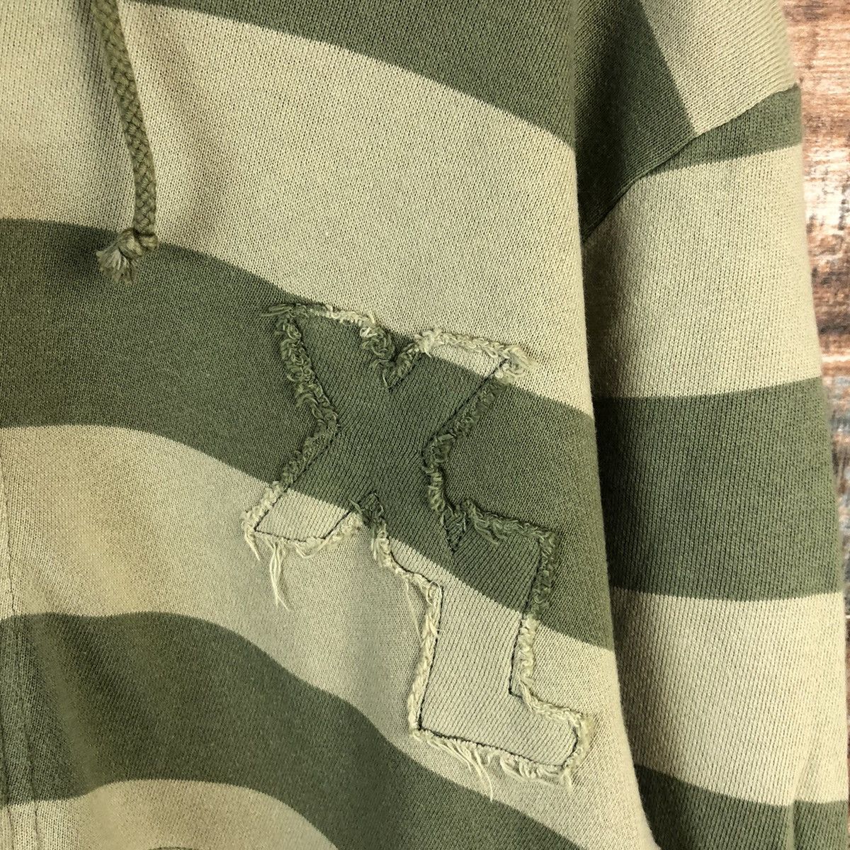 XLarge Japan Stripe prison Green Hoodie #A1572