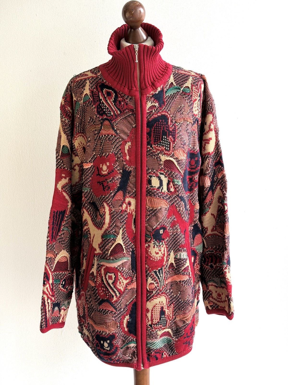 Coogi Vintage 90s Coogi Australia Tapestry Knit Cardigan Cotton Size 40L - 8 Thumbnail