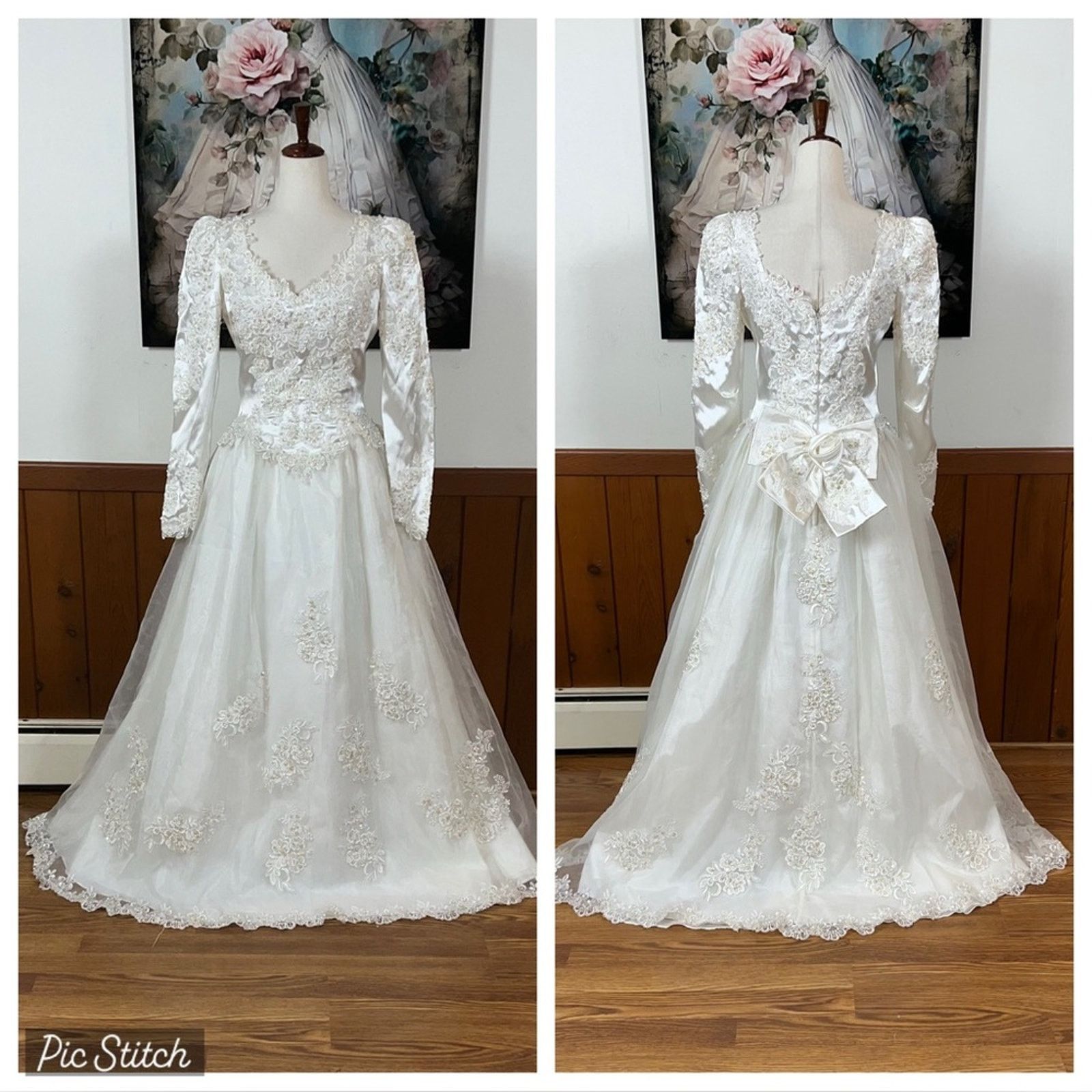 Vintage Beautiful Vintage 90s Organza & Satin Wedding Gown! Size XL / US 12-14 / IT 48-50 - 1 Thumbnail