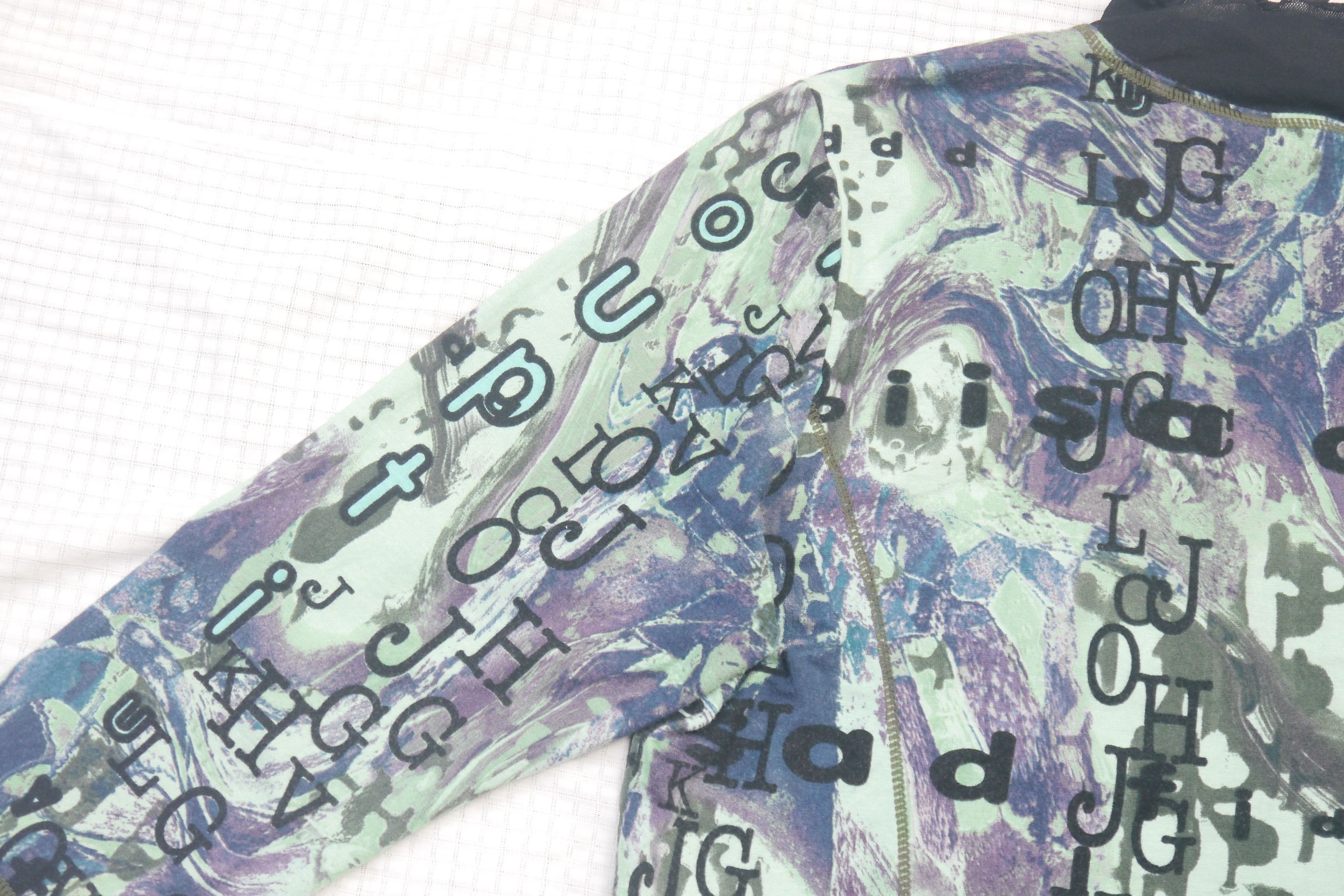 Japanese Brand (S447) Chamois V Y2K Letter Printed Mesh Neck Blouse 42 Size M / US 6-8 / IT 42-44 - 8 Thumbnail