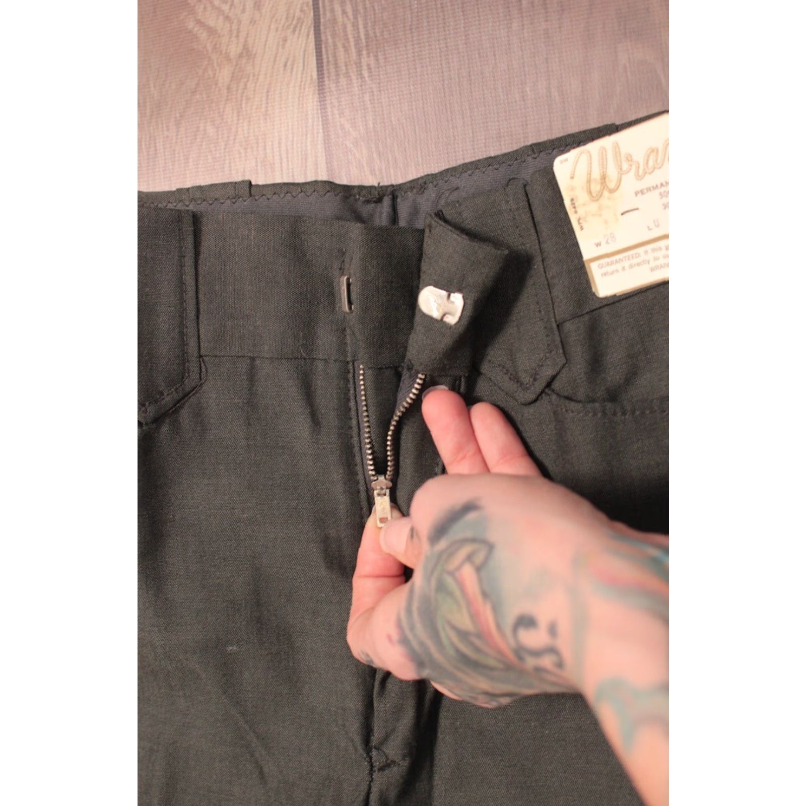 Wrangler VINTAGE Wrangler Western Pants 28W 60s 1960s NOS Dark blue/green Cotton/polyester flare leg Mens Size US 28 / EU 44 - 6 Thumbnail