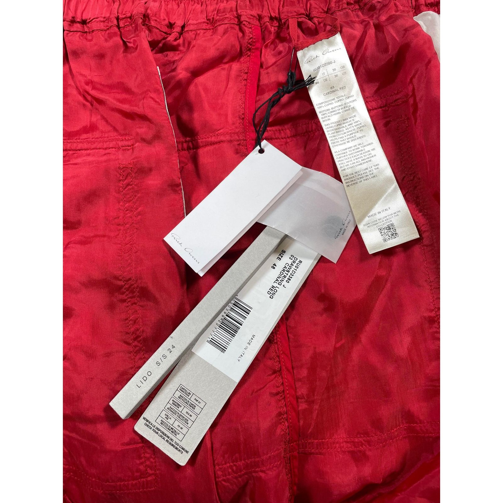 Rick Owens Rick Owens Red Drawstring Pants Size US 32 / EU 48 - 6 Thumbnail