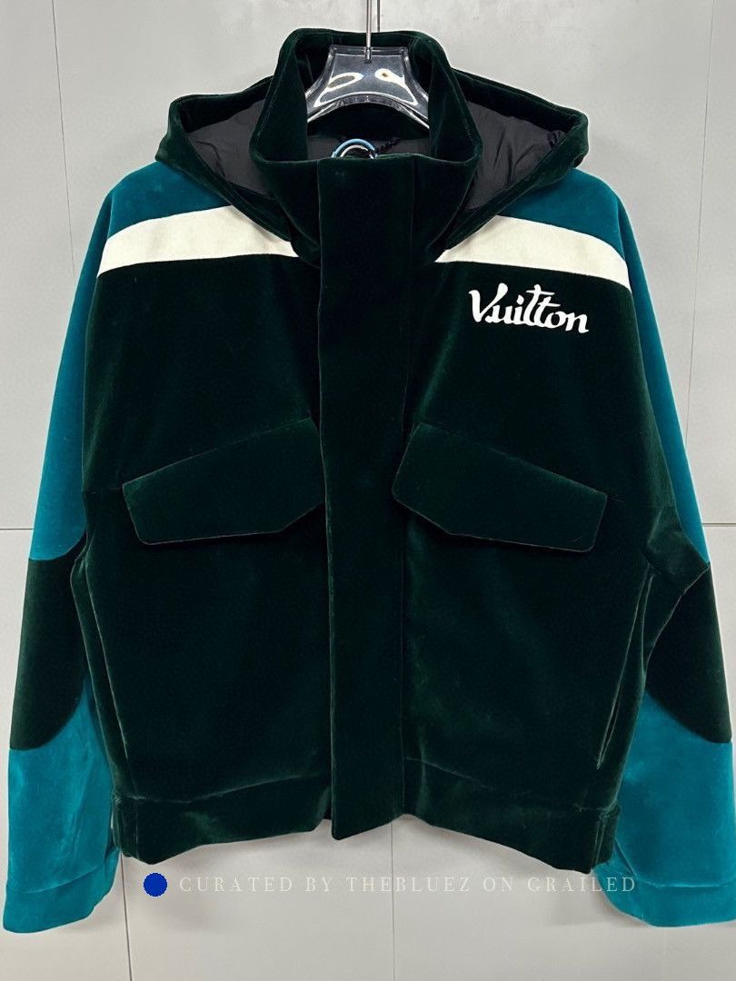 Louis Vuitton Stylish Hooded Velvet Jacket in Green Size US M / EU 48-50 / 2 - 1 Thumbnail