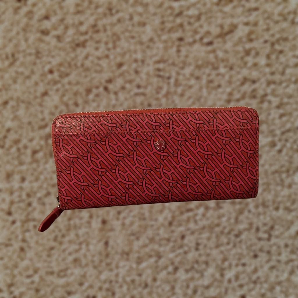 Cole Haan COLE HAAN Red Leather Wallet Zip Around Monogram Logo Continental Womens Size ONE SIZE - 1 Thumbnail