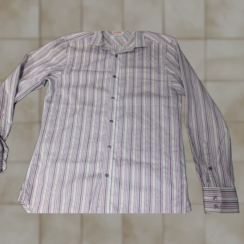 Ted Baker Ted Baker Mens Shirt Dress Shirt 15.5 Purple Striped Button-Down Slimming Regular Collar-Down Mens Regular Size 15.5in Size US L / EU 52-54 / 3 - 1 Thumbnail