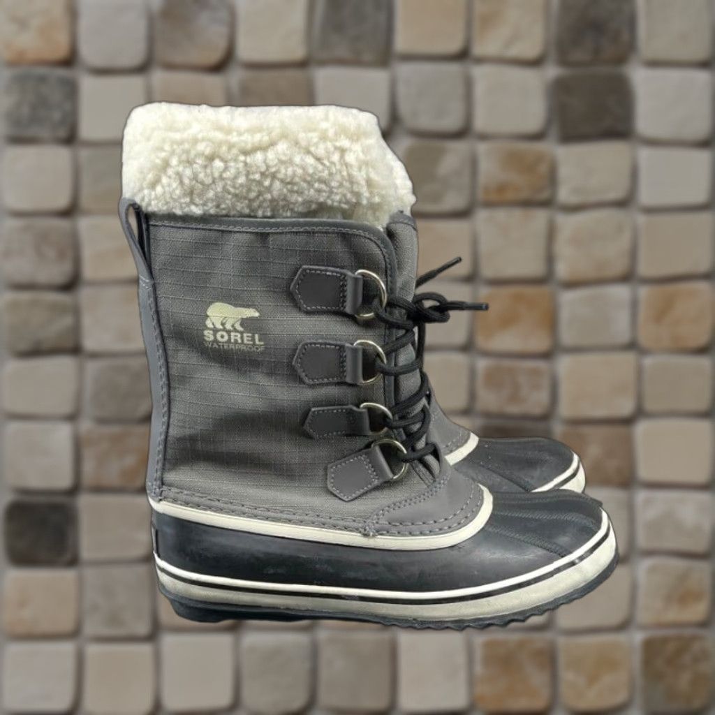 VINTAGE Sorel Carnival Snow Boots Women's Waterproof Mid-Calf Gray