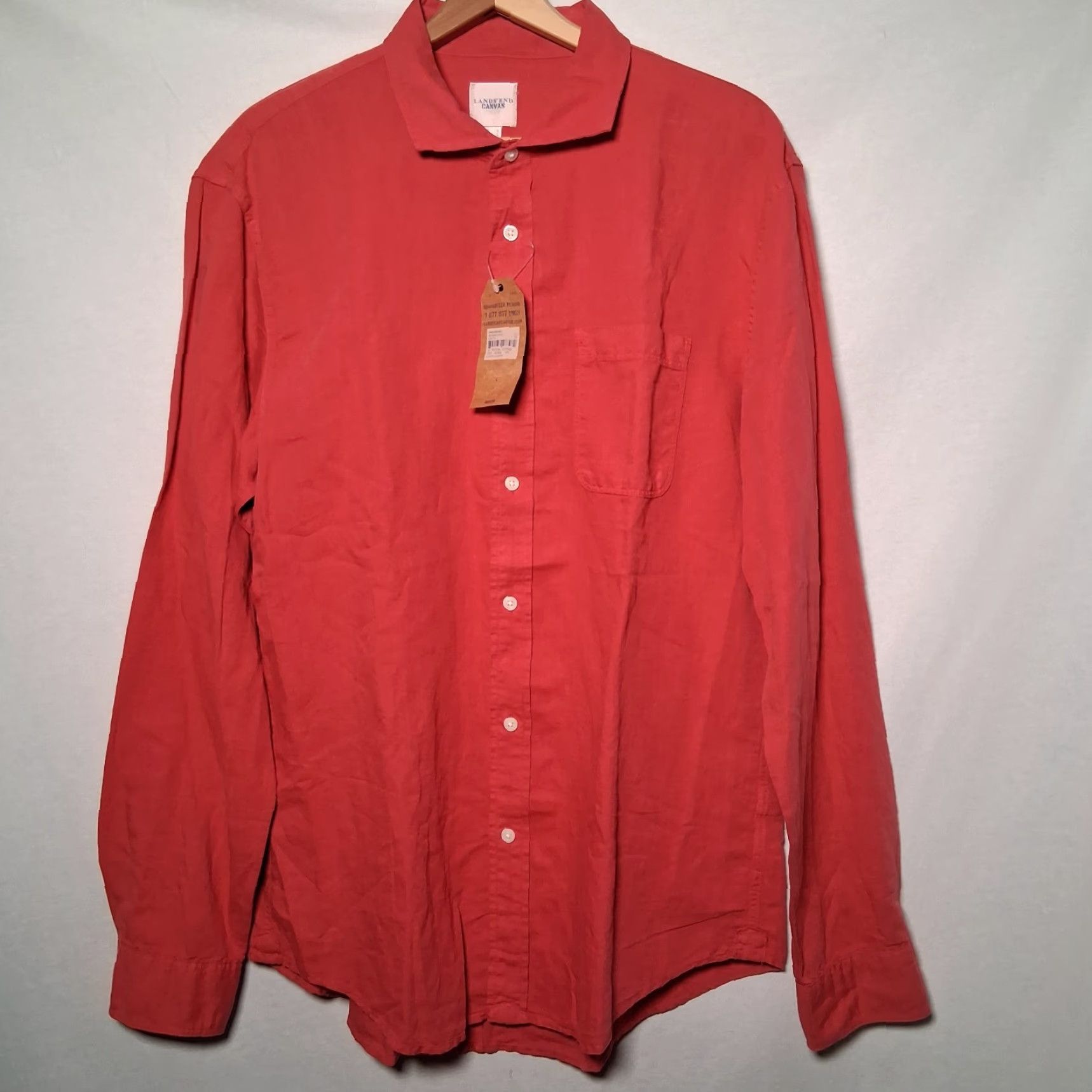 Lands' End VINTAGE Lands' End Canvas Shirt Men L Long Sleeve Red Linen Blend Button-Up Collar Spread Pockets Casual Business Womens? Size US L / EU 52-54 / 3 - 2 Thumbnail