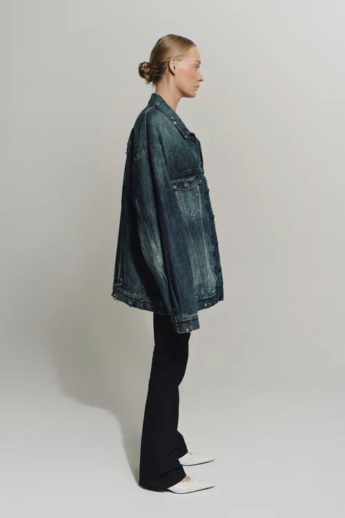 Balenciaga o1mt1gz0125 Pierced Jacket in Dark Ring Size S / US 4 / IT 40 - 3 Thumbnail