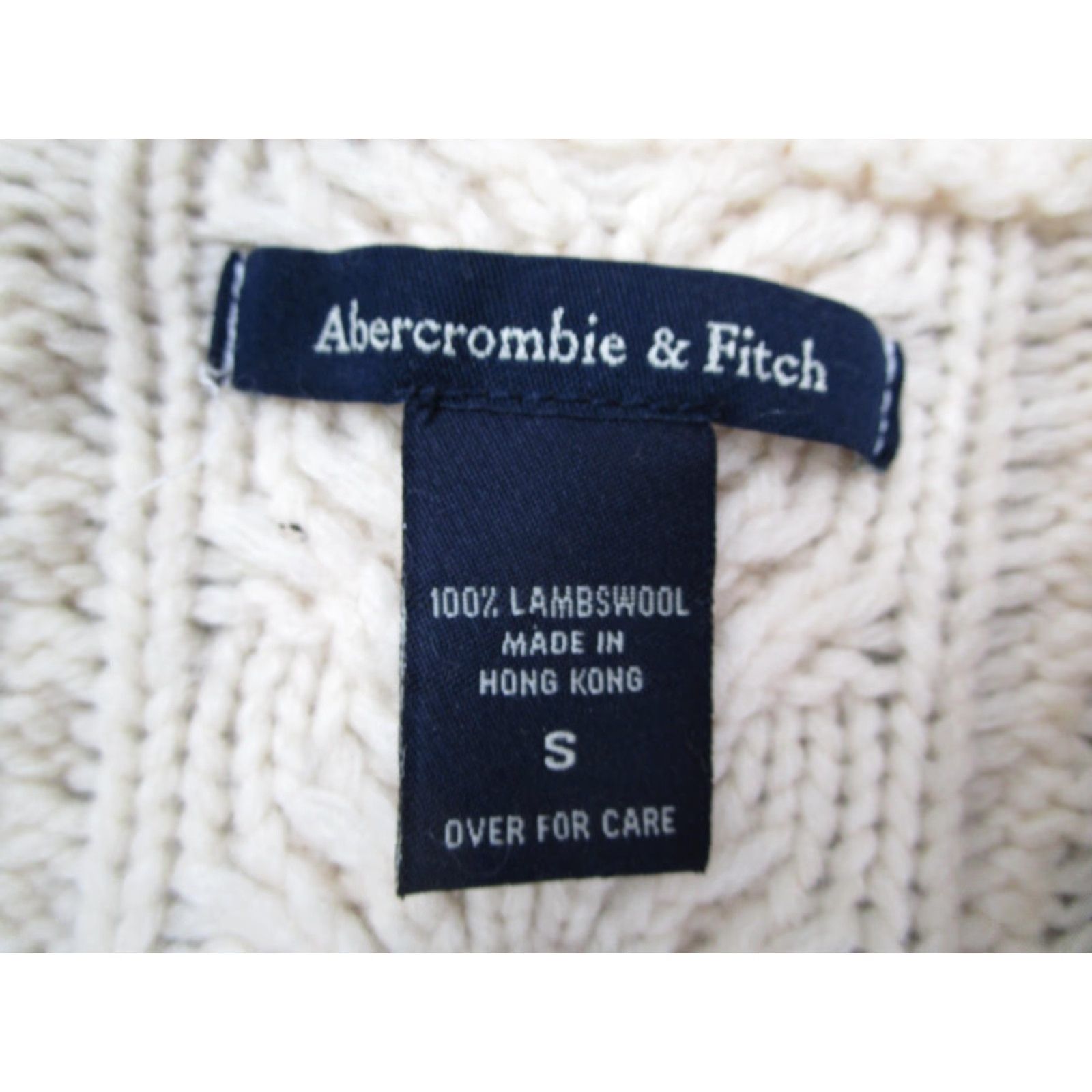Abercrombie & Fitch VINTAGE Abercrombie & Fitch Sweater Women S White Lambswool Cable Knit Full Zip Size S / US 4 / IT 40 - 3 Thumbnail