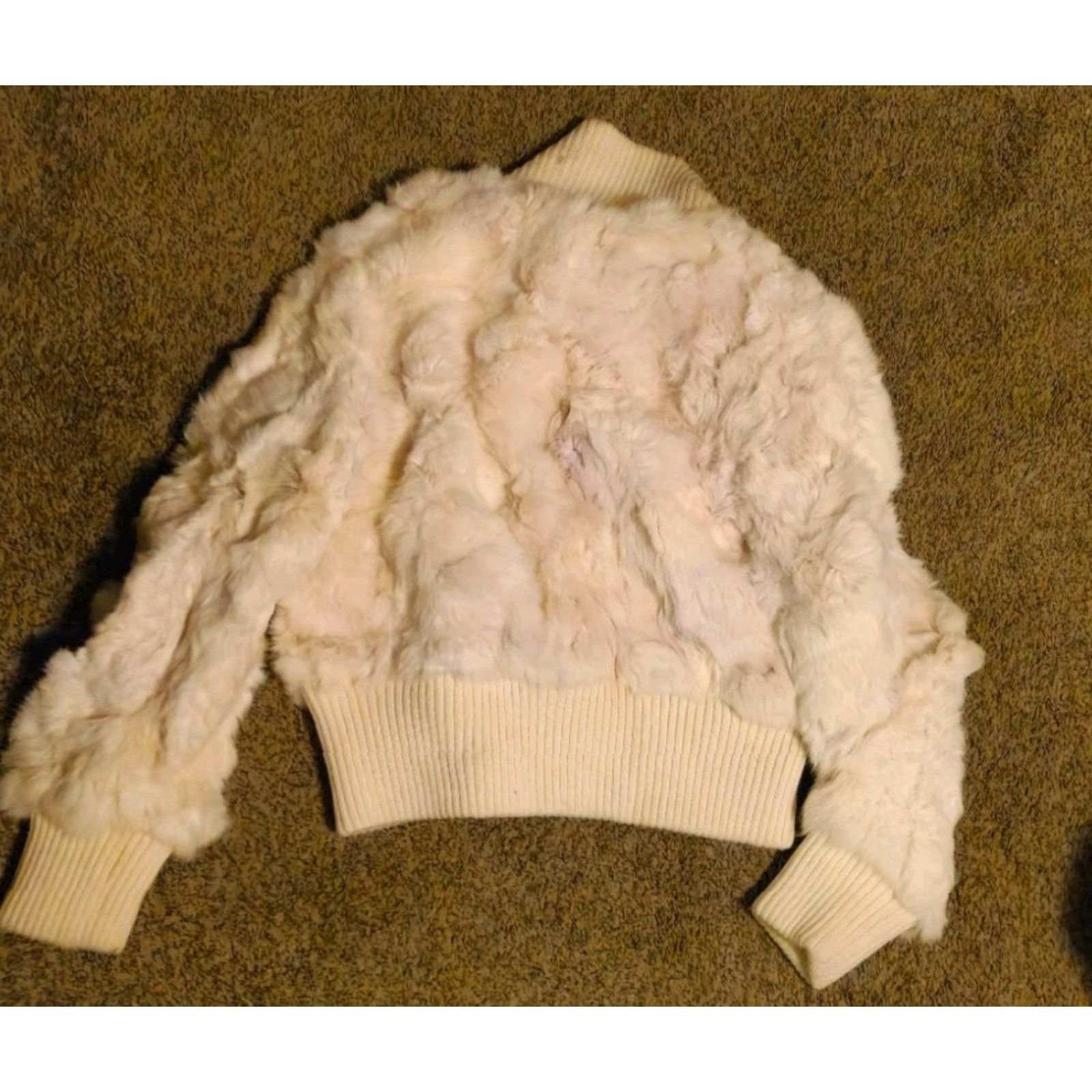 Vintage Wilsons Leather Bomber Jacket L White Knit Fur Trim Zipper Pockets Collared Casual Women Size L / US 10 / IT 46 - 2 Thumbnail
