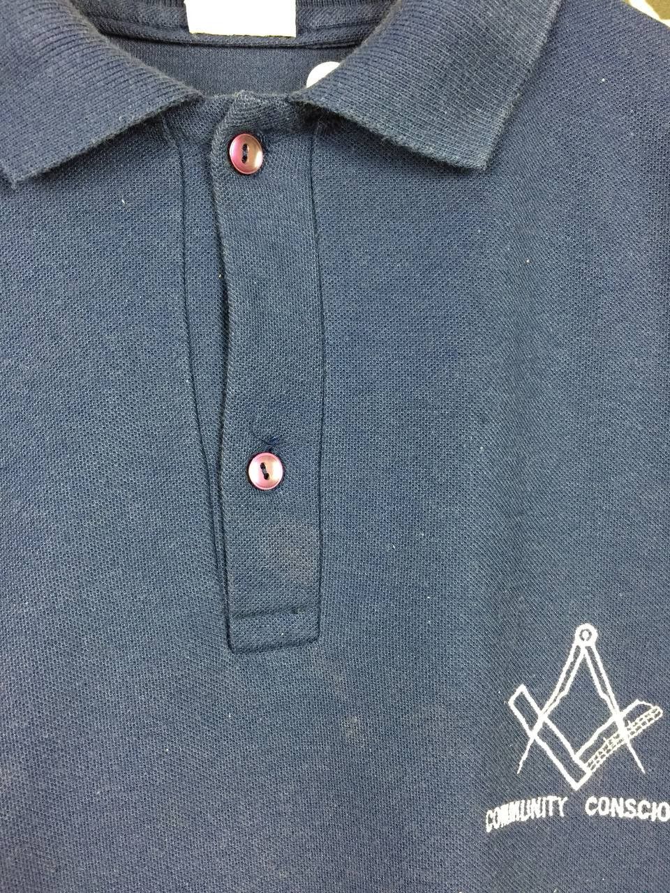 Vintage Vtg Community Conscious Illuminati Freemason Polo Tee Size US L / EU 52-54 / 3 - 5 Thumbnail