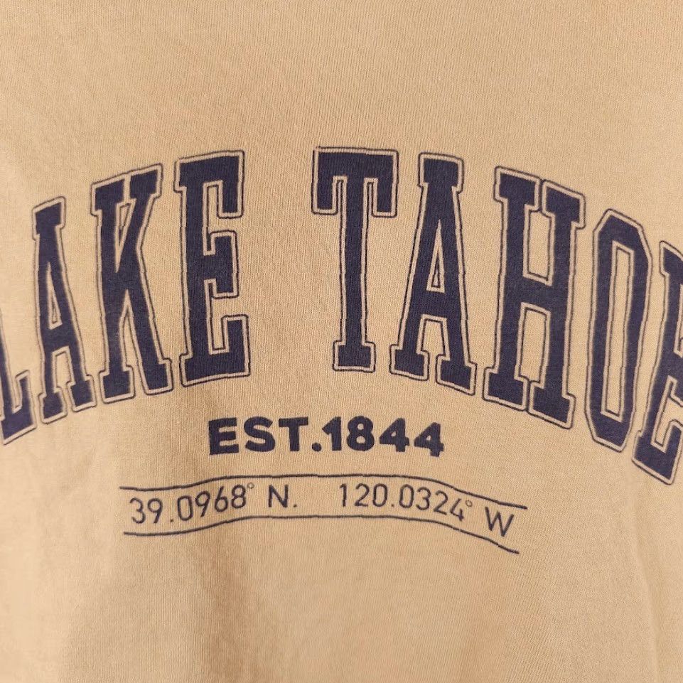 Vintage Lake Tahoe Crop Top T Shirt Womens Size Medium Beige Travel Destination Tee Size M / US 6-8 / IT 42-44 - 3 Thumbnail