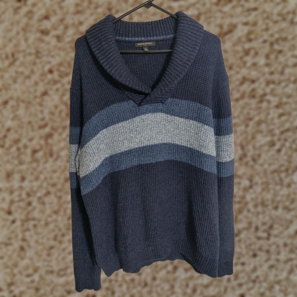 Banana Republic Banana Republic Shawl Cardigan Sweater Cotton/Wool Navy Blue XL Men's XLarge Size US XL / EU 56 / 4 - 1 Thumbnail