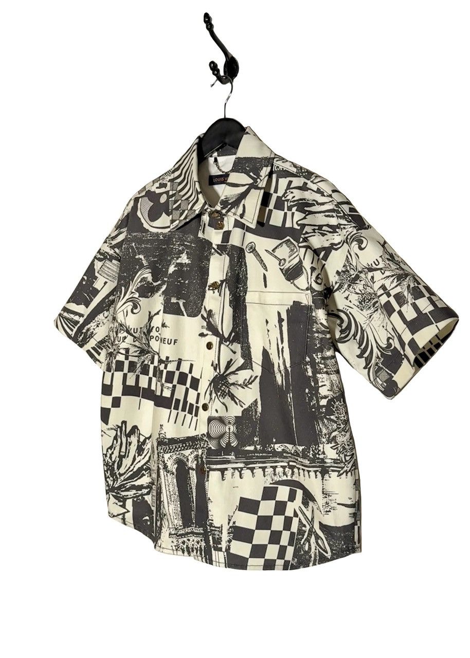 Louis Vuitton Louis Vuitton SS23 Black Ivory Pont-Neuf Graphic Denim Shirt Size US S / EU 44-46 / 1 - 2 Thumbnail