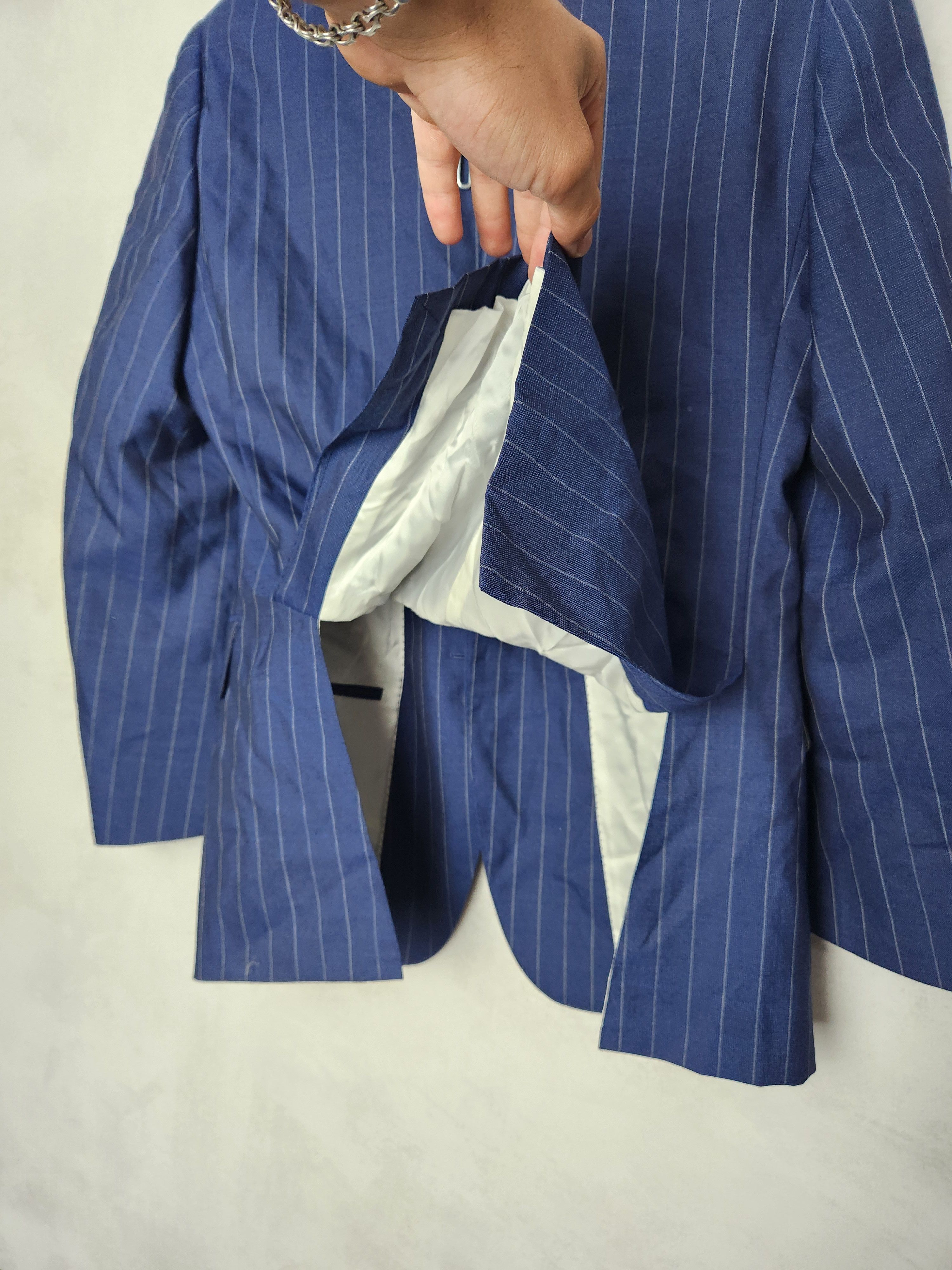 Suitsupply Suitsupply Lazio Single Breasted stripes blue suit slim Size 46R - 6 Thumbnail