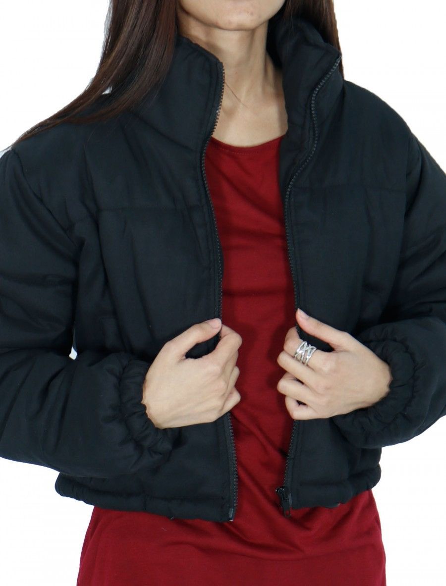 Other Women’s Black Cropped Puffer Jacket - Warm Winter Coat Size M / US 6-8 / IT 42-44 - 2 Thumbnail