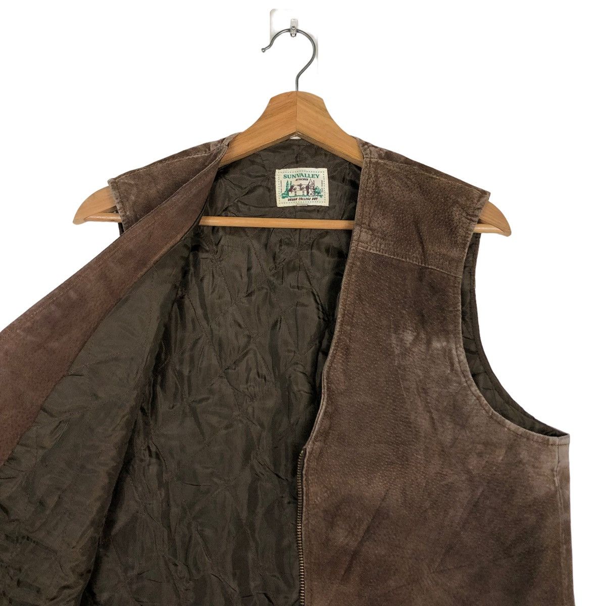 Genuine Leather 🔥VINTAGE LEATHER VEST COWBOY WESTERN SUNVALLEY Size US L / EU 52-54 / 3 - 12 Thumbnail