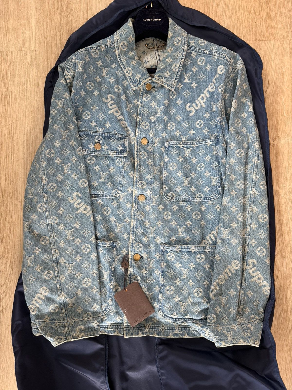 Louis Vuitton X Supreme Denim Barn Jacket Size 58