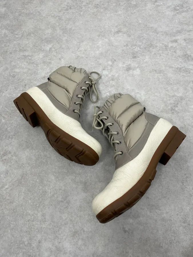 Moncler Moncler White & Grey Leather Puffer Boots Size US 9 / EU 42 - 3 Thumbnail