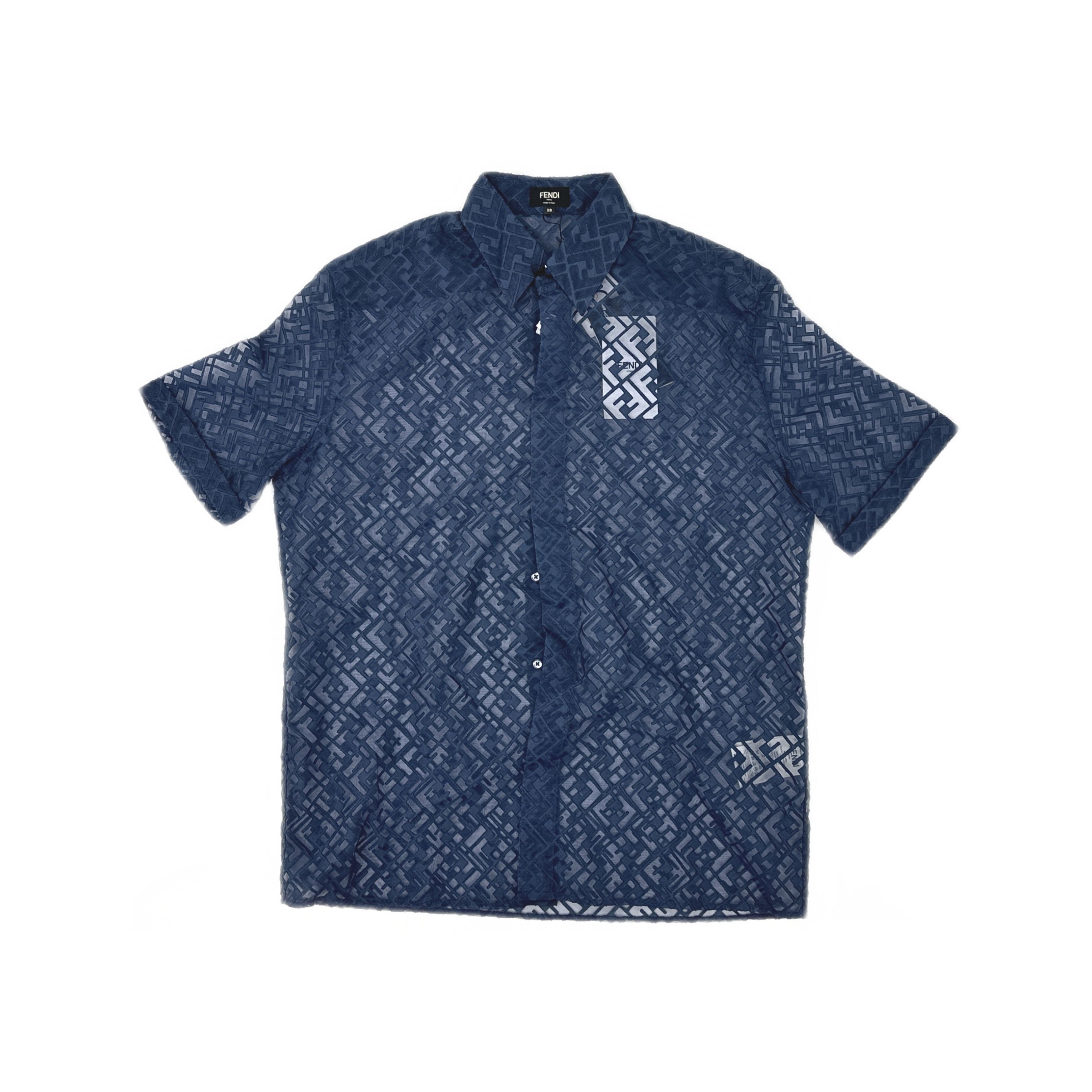 Fendi Fendi FF Logo Devore Short Sleeve Shirt Size S Size US S / EU 44-46 / 1 - 1 Thumbnail