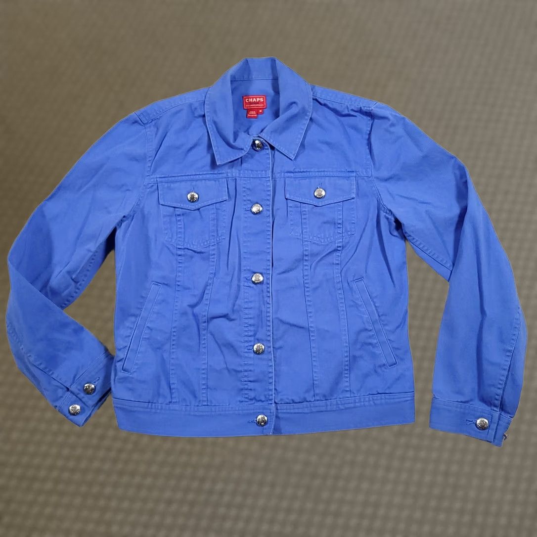 Chaps Chaps Denim Jean Jacket Women's Medium Blue Button Flap Pockets Classic Jacket Men? Wait. Size 32" / US 10 / IT 46 - 1 Thumbnail