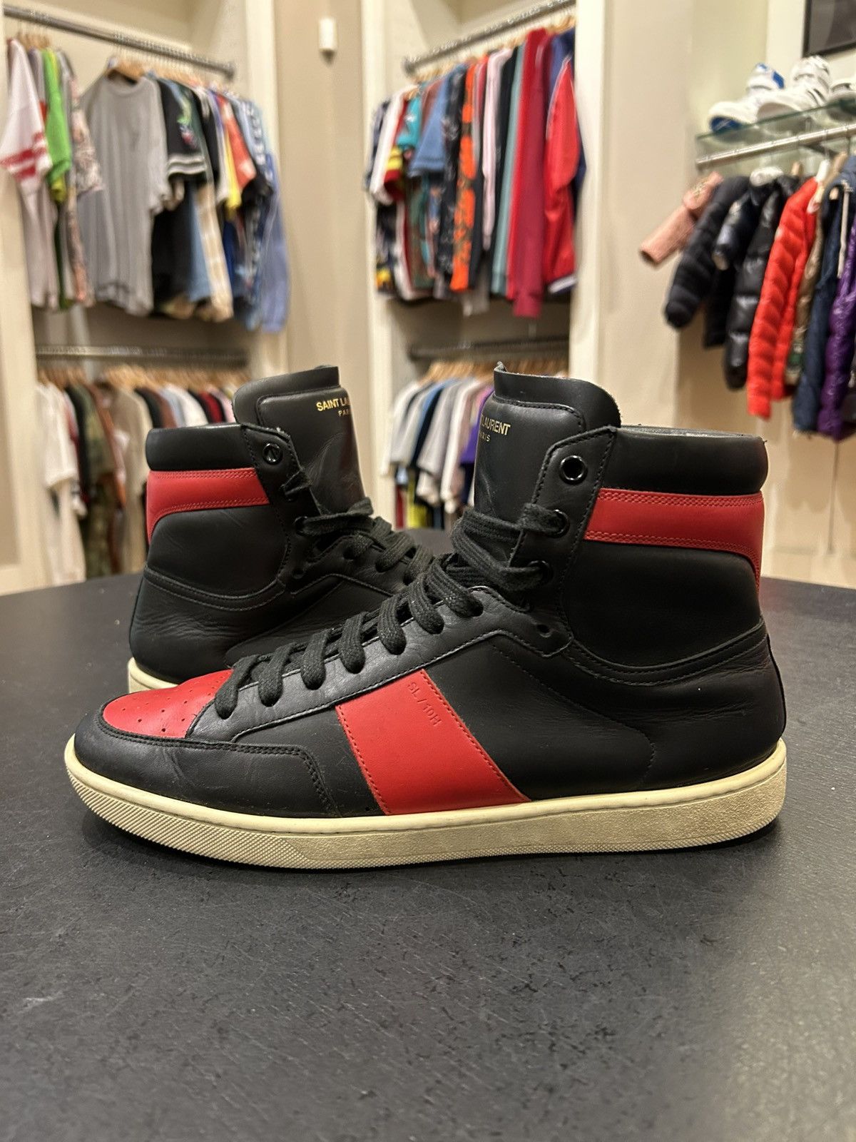 Yves Saint Laurent YSL SL-10H High Top Sneakers - Red Size US 8.5 / EU 41-42 - 2 Thumbnail
