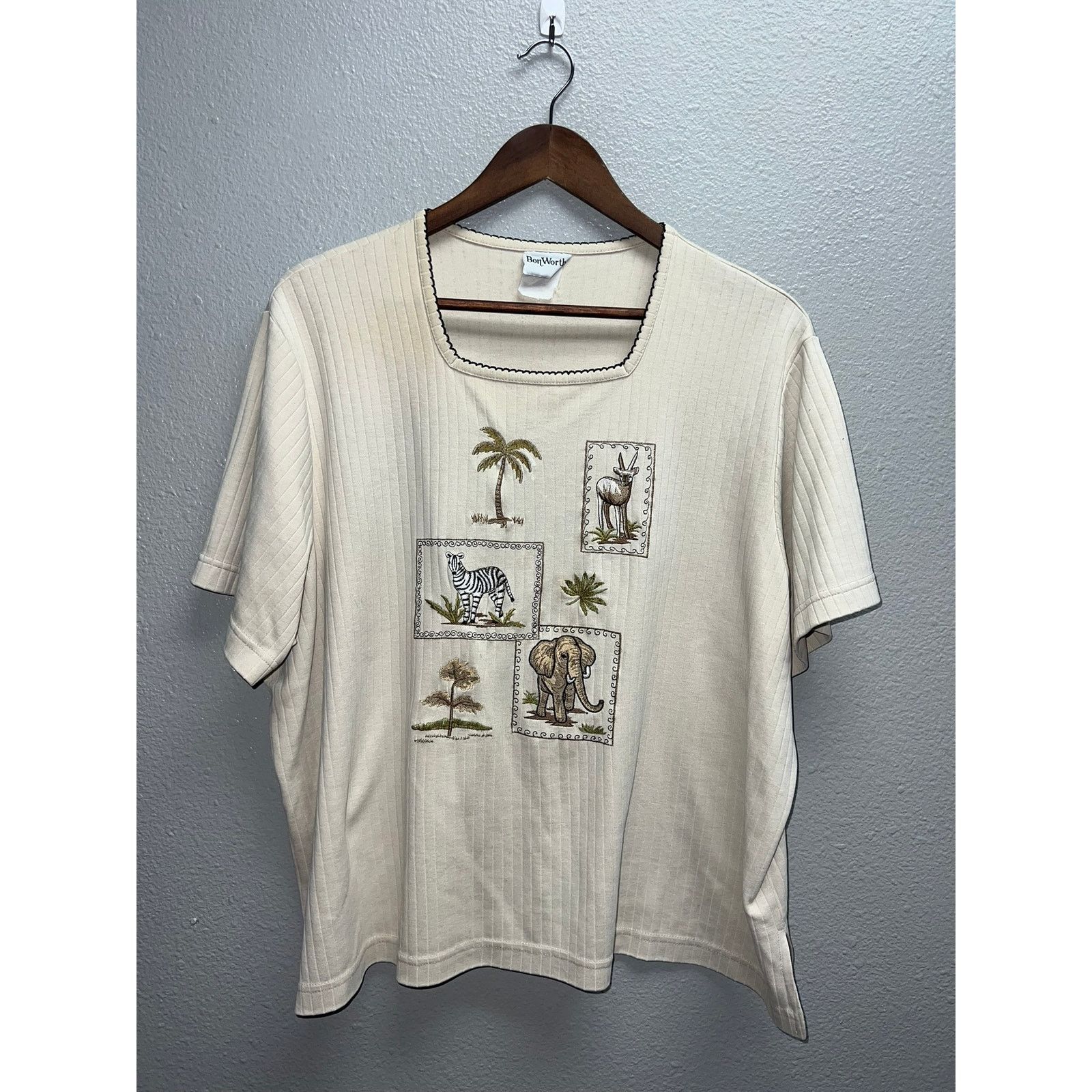 Vintage Womens Vintage Safari Shirt Elephant Zebra Tee Bonworth XL Size XL / US 12-14 / IT 48-50 - 1 Thumbnail