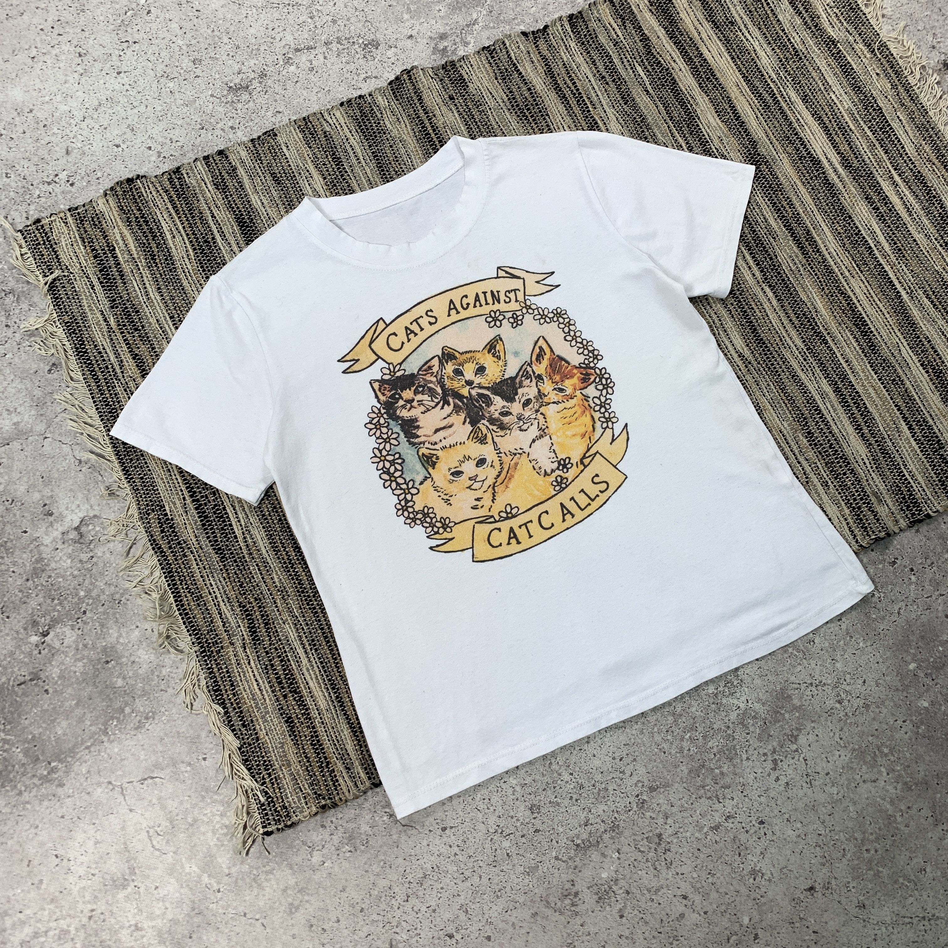 Vintage Vintage Cats Againts Catcalls 90s Graphic White Tee Shirt Size S / US 4 / IT 40 - 3 Thumbnail