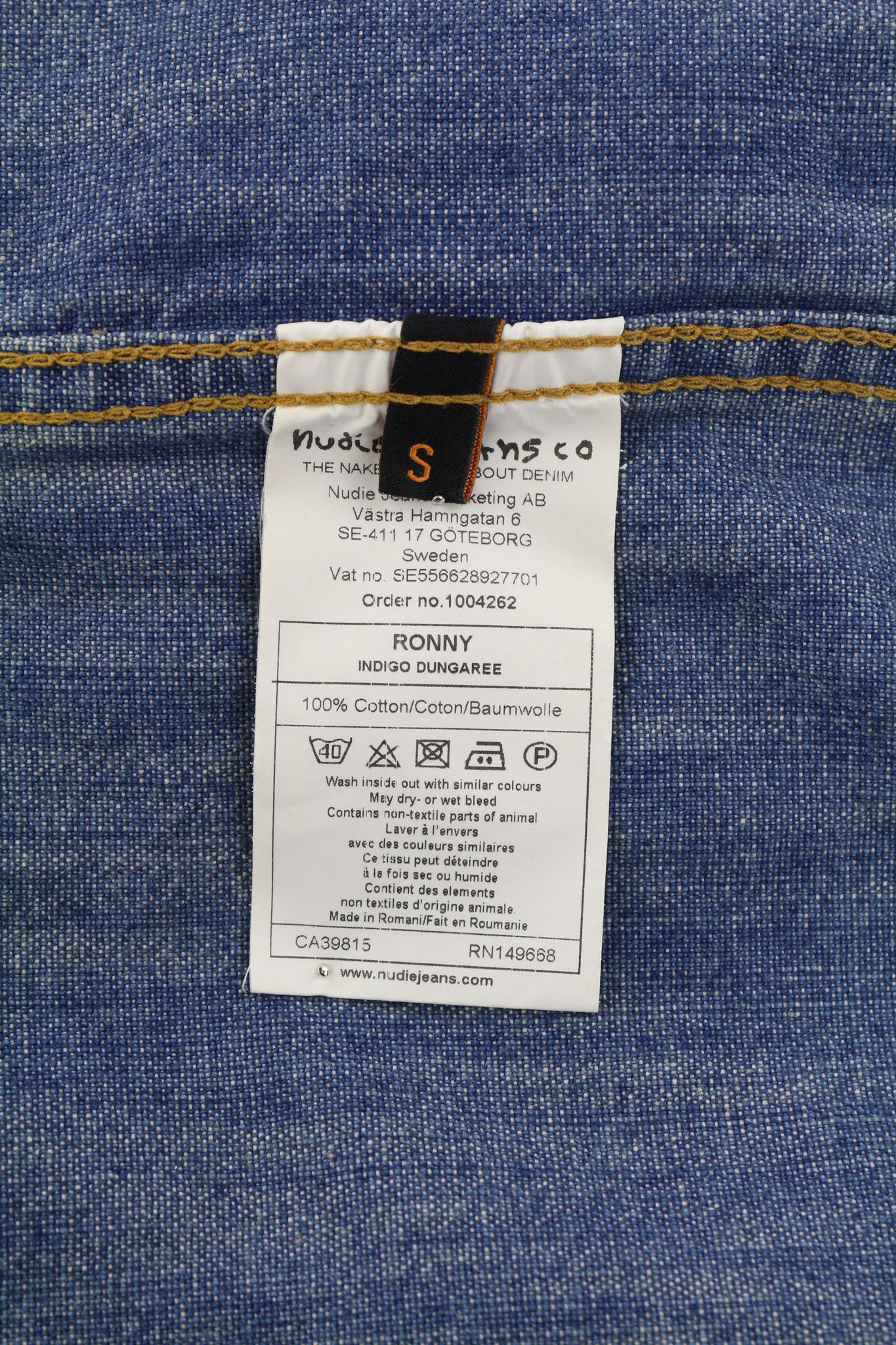 Nudie Jeans RONNY S Indigo Dungaree Polo Neck Logo Denim 81954 Size US S / EU 44-46 / 1 - 7 Thumbnail