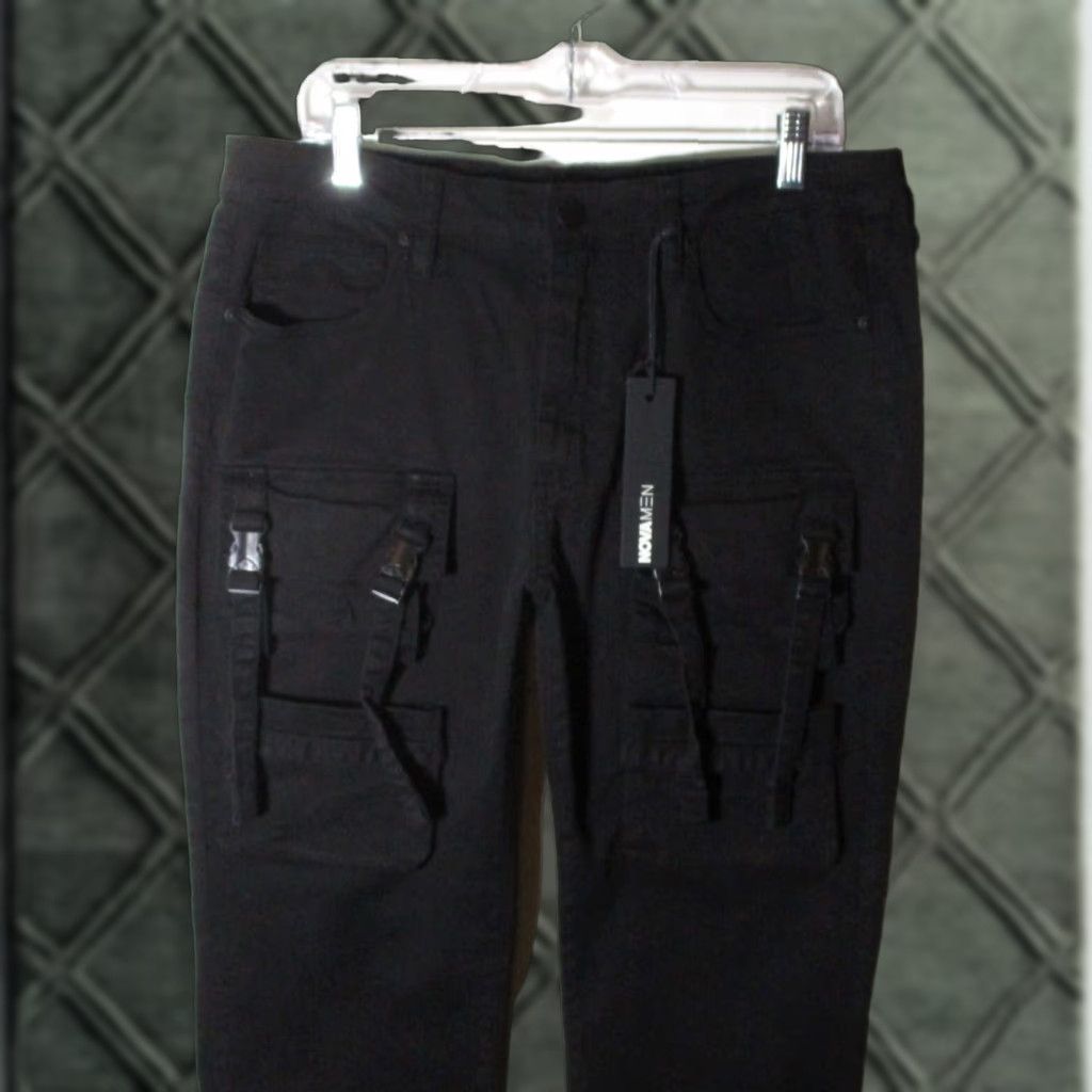 Vintage NOVA Men Black Slim "Ronan Military Cargo" Pants 34X32 NWT Size US 34 / EU 50 - 1 Thumbnail