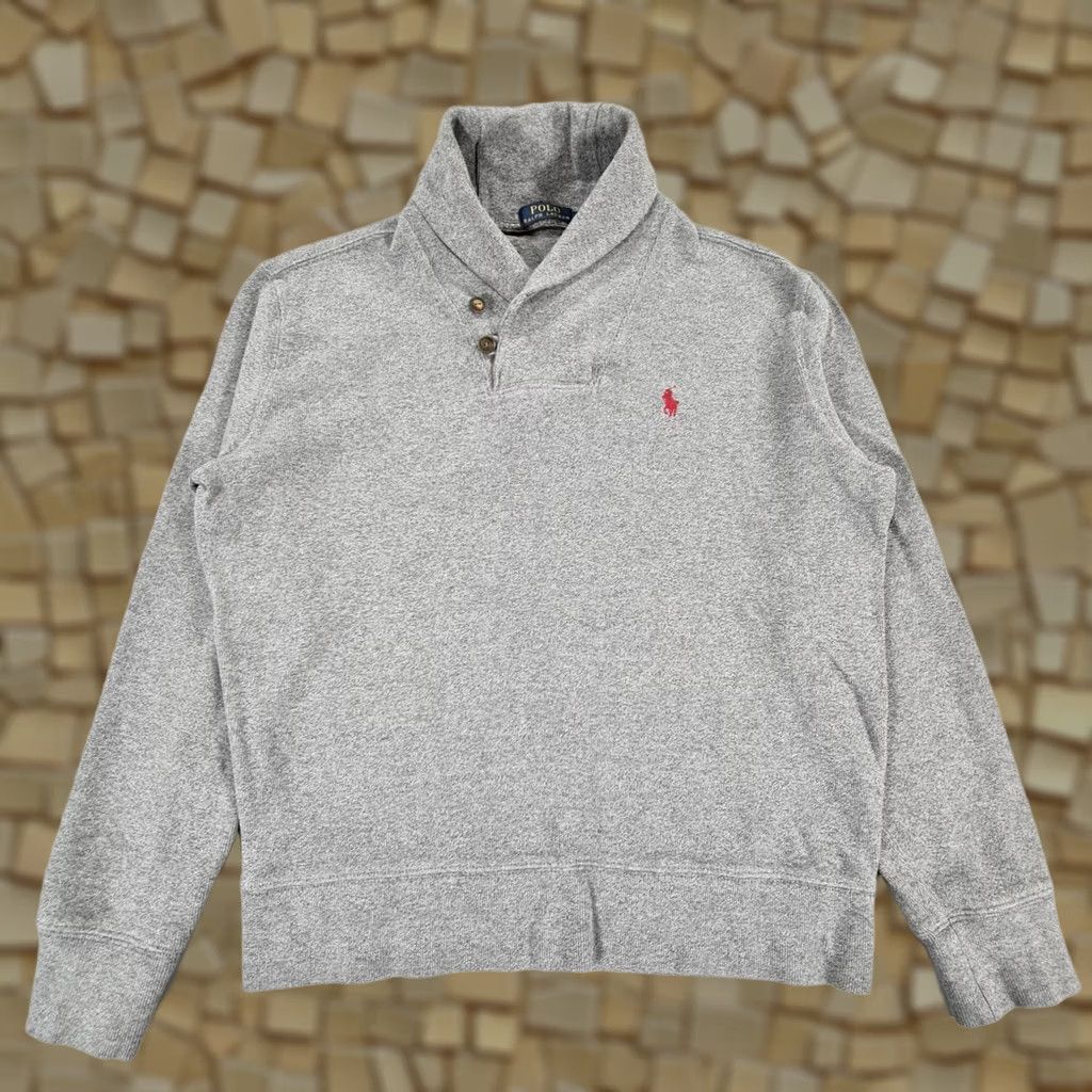 Polo Ralph Lauren Polo Ralph Lauren Mens Jumper Grey Medium Cotton Shawl Neck Pullover 19627 Size US M / EU 48-50 / 2 - 1 Thumbnail