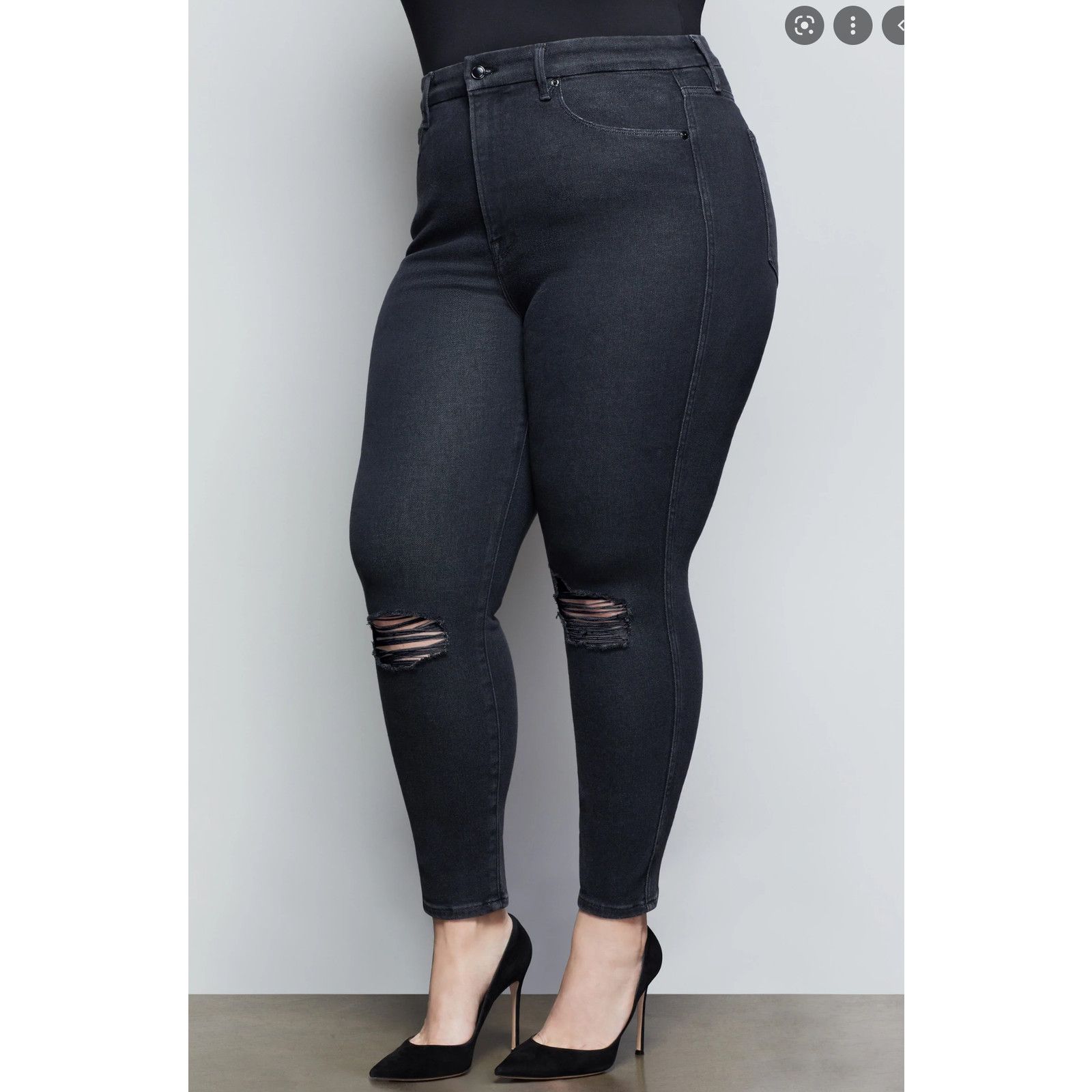 Good American Good American Good Curve Skinny Jeans Distressed NWT 22 Size 35" - 2 Thumbnail