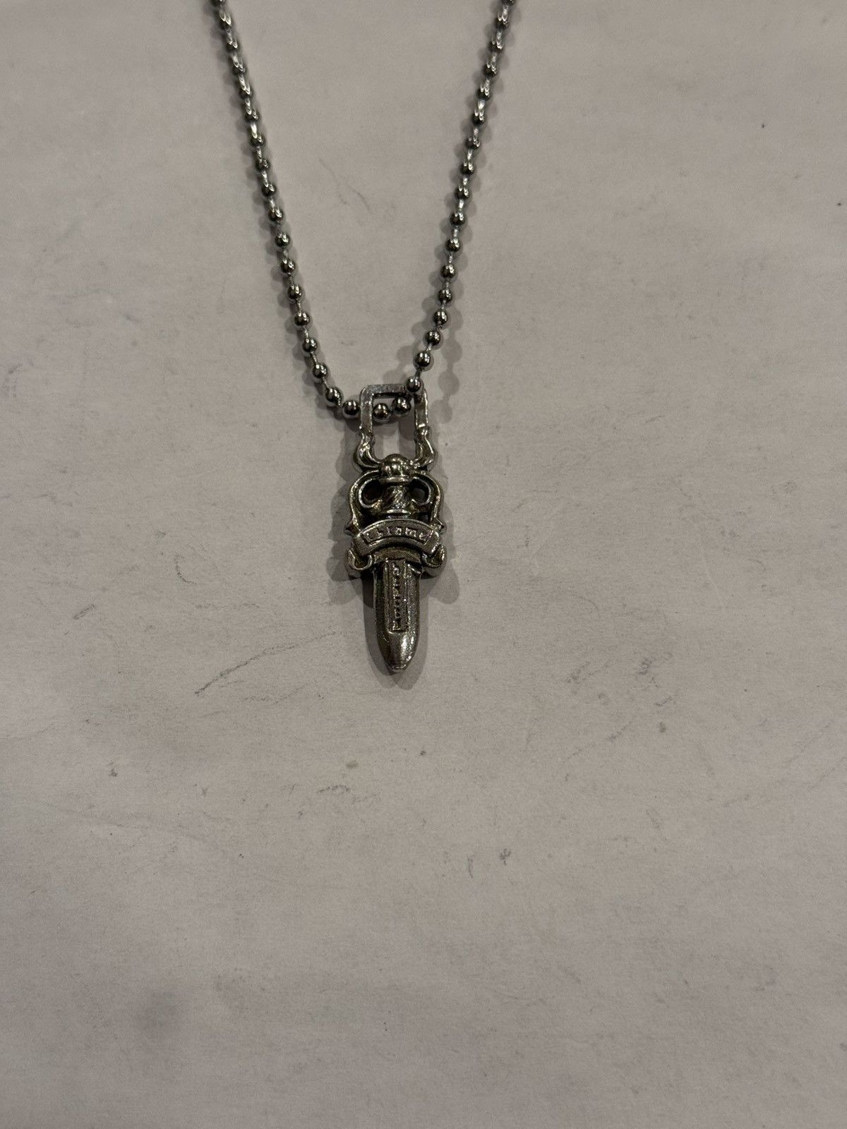 Chrome Hearts Chrome Hearts Rhodium Dagger Pendant Ball Chain Necklace Size ONE SIZE - 8 Thumbnail