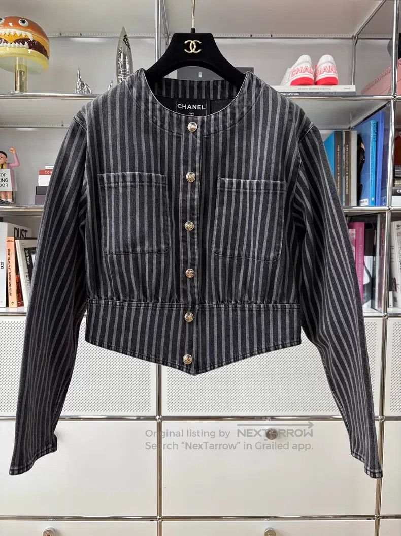 Chanel Chanel 20K Equestrian Series Gray Gold Buckle Striped Deni Size XS / US 0-2 / IT 36-38 - 1 Thumbnail