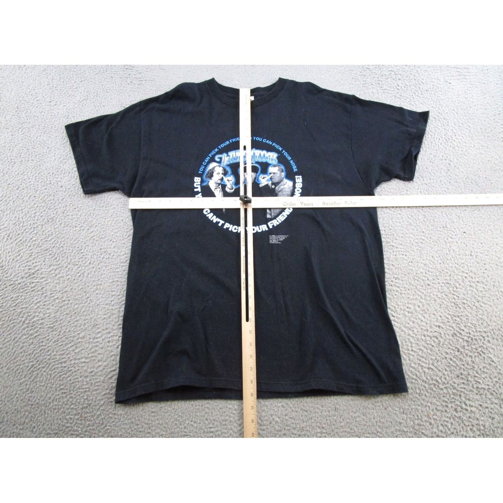 Fruit Of The Loom VINTAGE The Three Stooges Graphic Tee Shirt XXL? XL? No, XL? Original says XL. Ebony Black Cotton T-Shirt with Readable Graphic NOT.. Size US XL / EU 56 / 4 - 7 Thumbnail