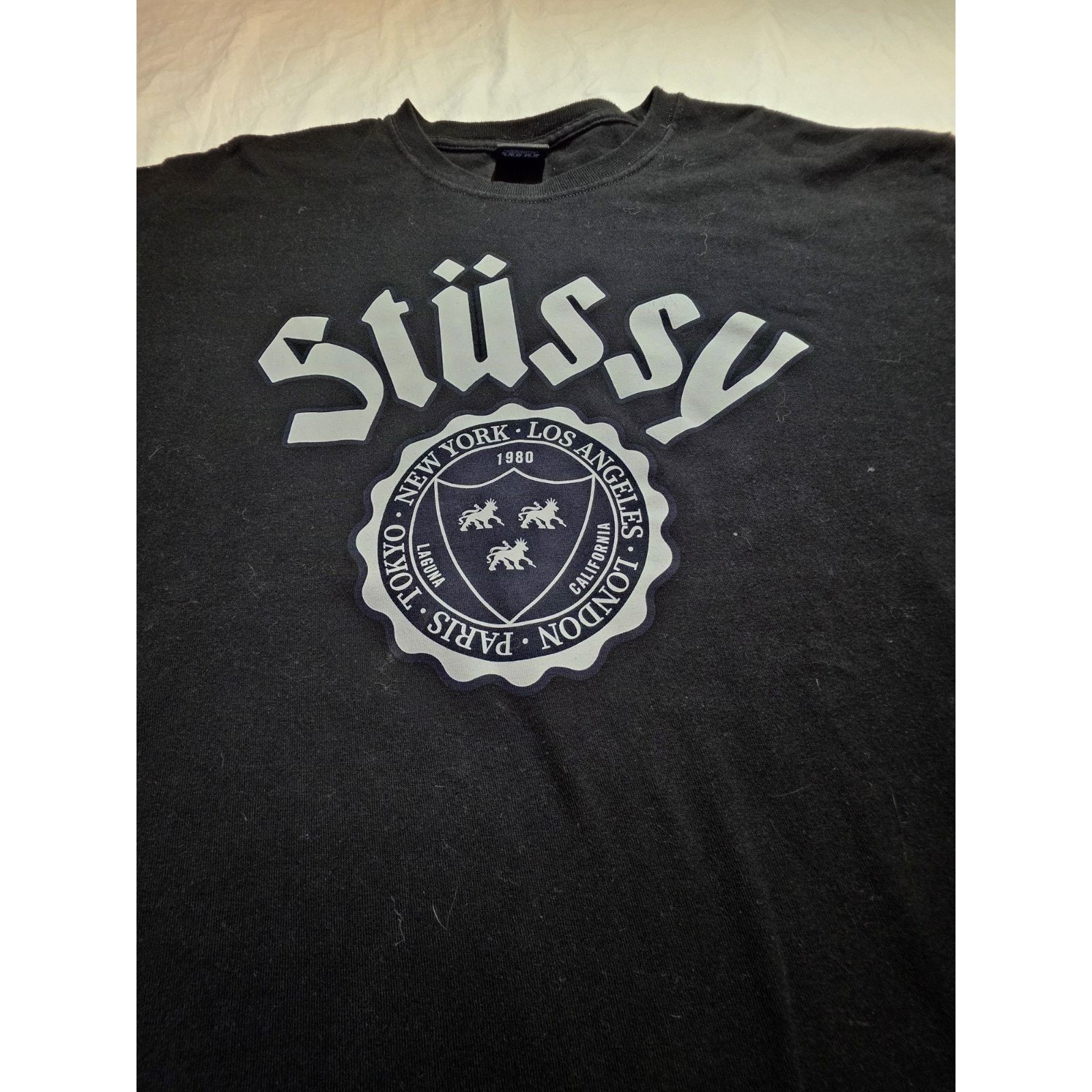 Stussy Stüssy City Seal Mens Short Sleeve Black T-shirt Size XL Size US XL / EU 56 / 4 - 2 Thumbnail
