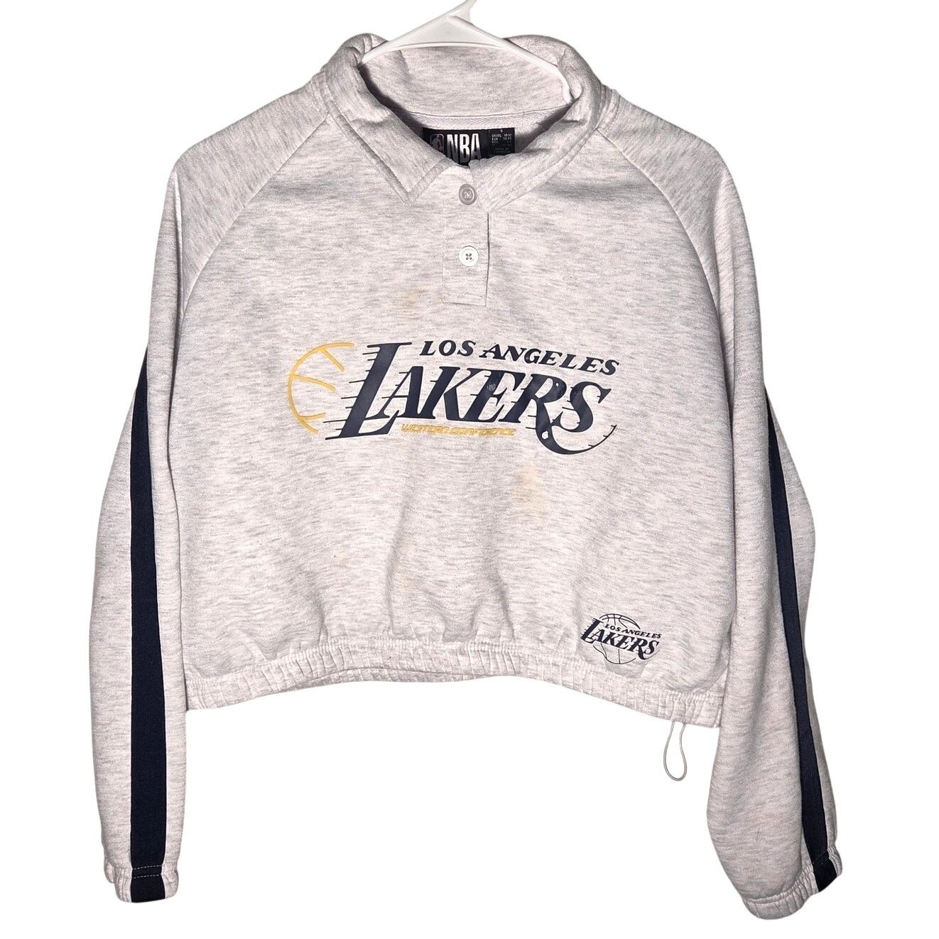 NBA Chic Women's Small Grey Lakers Collared Sweatshirt Size S / US 4 / IT 40 - 2 Thumbnail