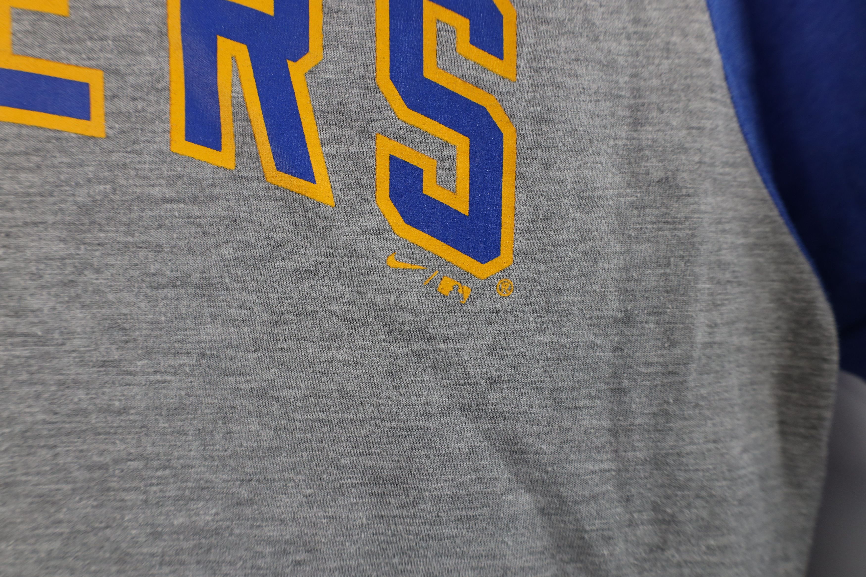 Nike Nike Milwaukee Brewers Baseball 3/4 Sleeve Raglan T-Shirt Size US L / EU 52-54 / 3 - 6 Thumbnail