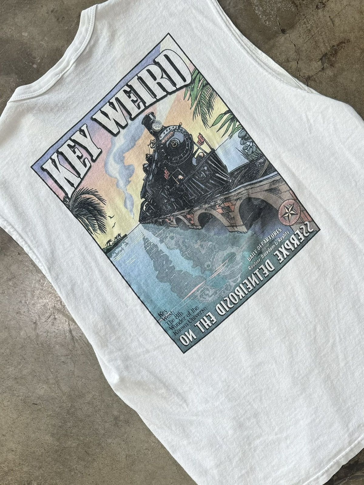 Vintage Vintage Key West Florida Train Ocean Sleeveless Tee Large Size US L / EU 52-54 / 3 - 1 Thumbnail
