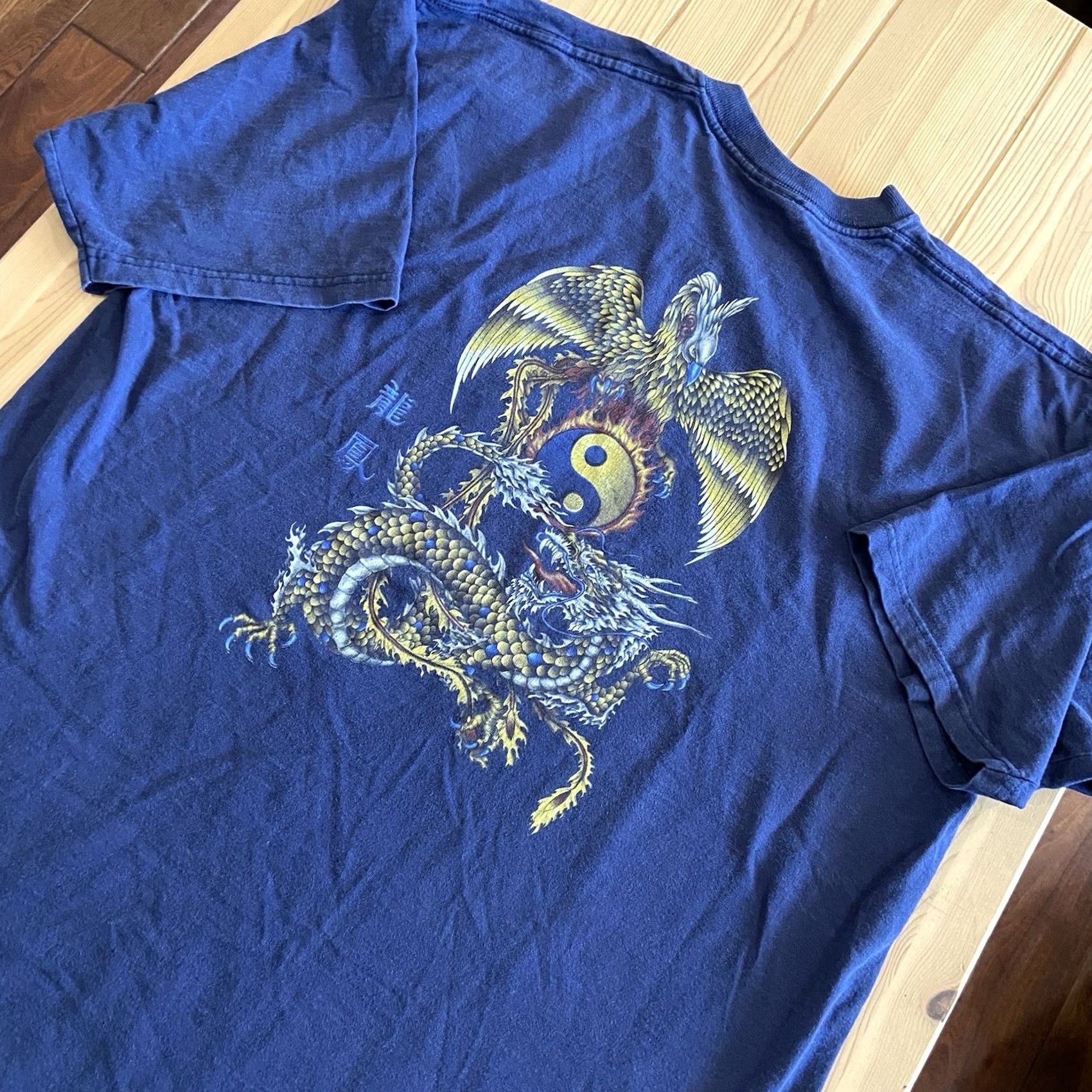Vintage Y2K Phoenix Eastern Dragon Shirt XL Men’s Blue Graphic Grunge Hip Hop Style T-Shirt Size US XL / EU 56 / 4 - 2 Thumbnail