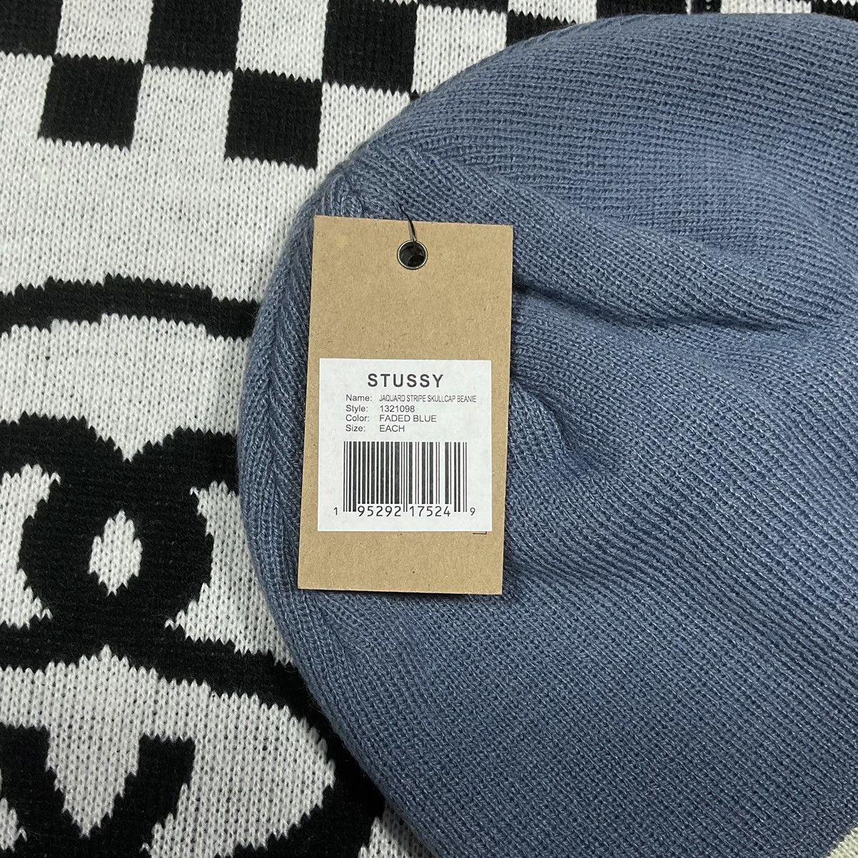 Streetwear × Stussy × Vintage STUSSY JAQUARD STRIPE SKULLCAP