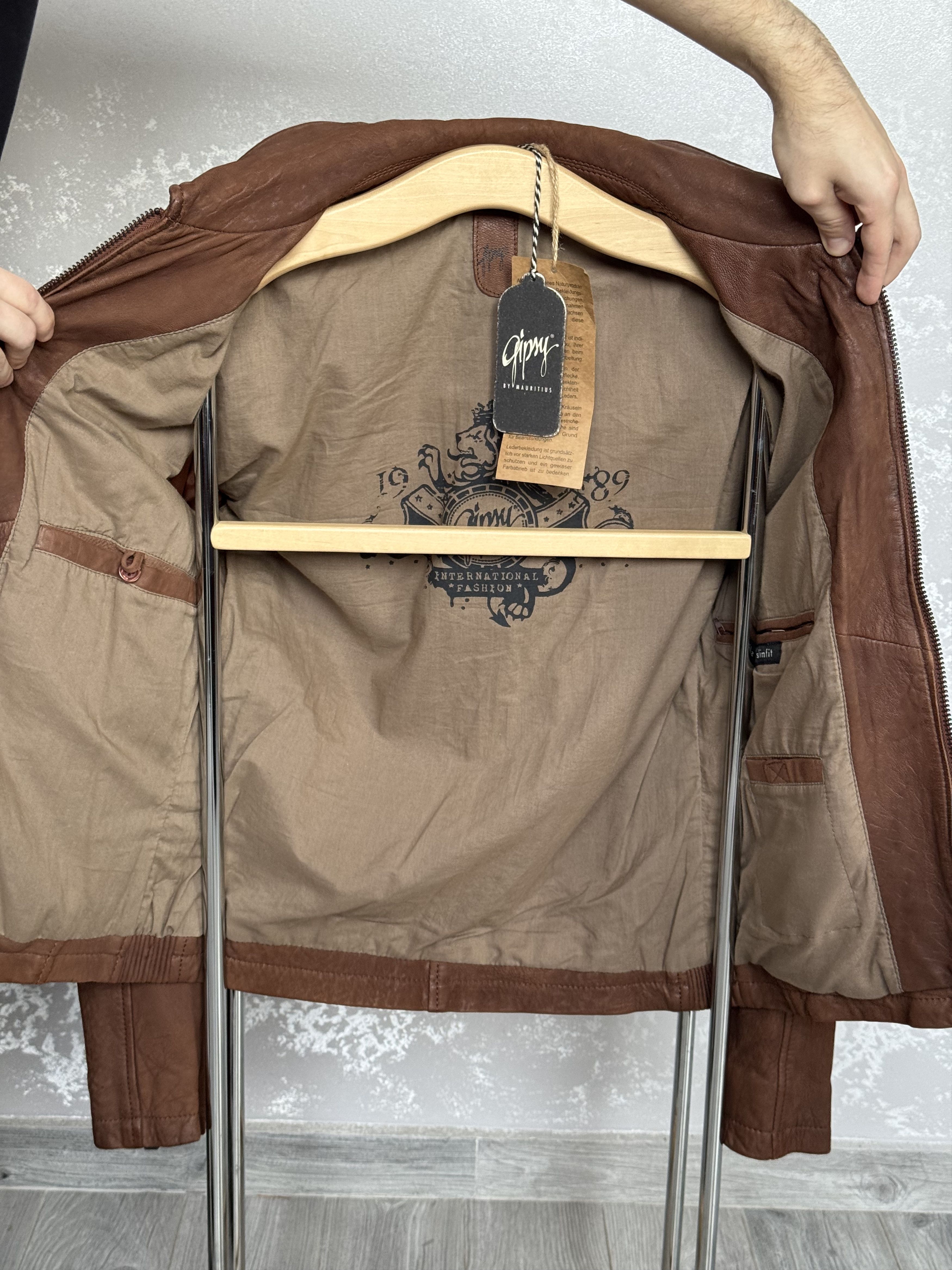 Gypsy × Vintage NEW Gipsy by Mauritius Brown Slim Fit Leather Jacket Size S Size US S / EU 44-46 / 1 - 8 Thumbnail